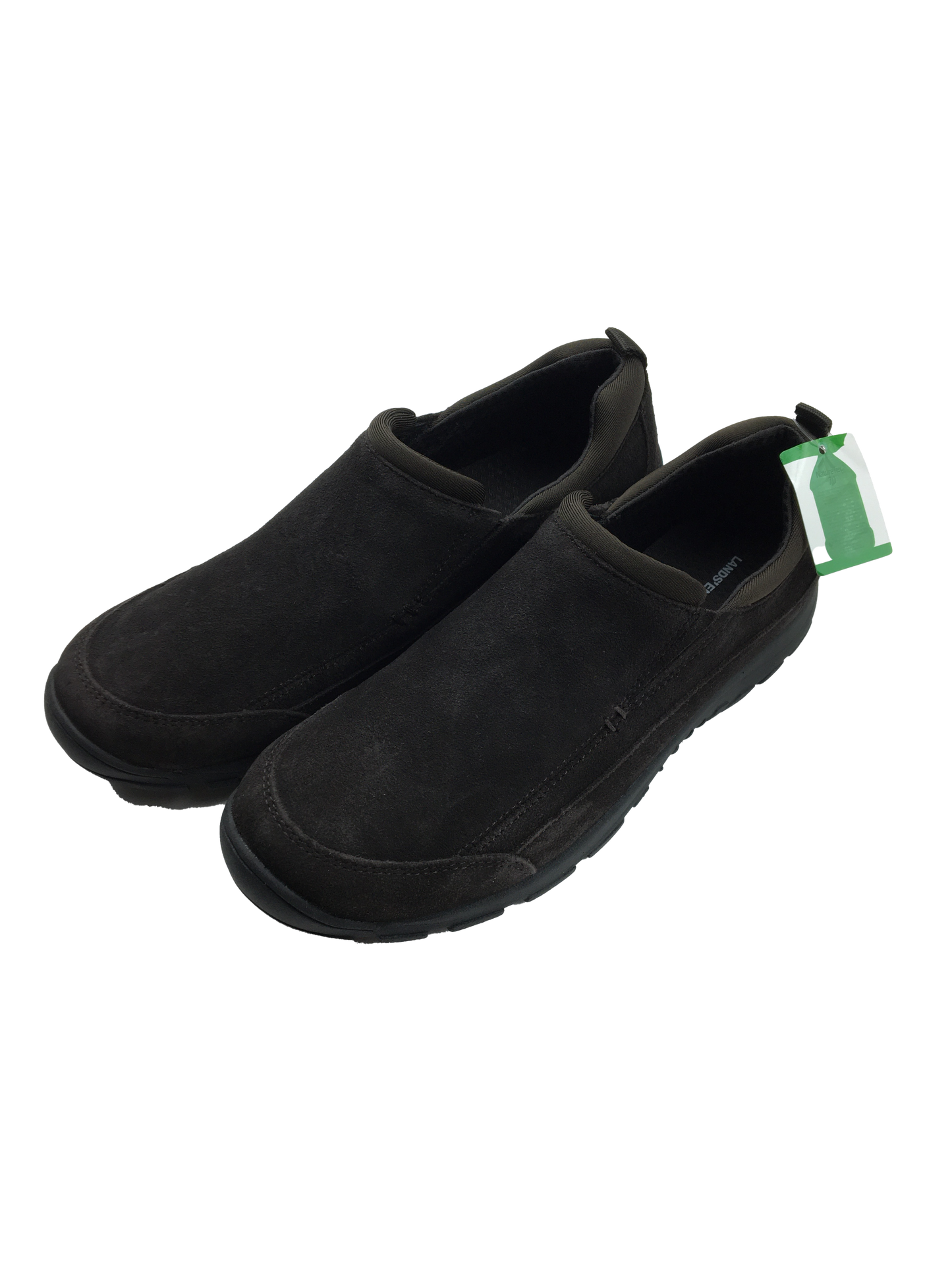 Lands' End Brown All Weather Suede Leather Slip On Moc Shoes 7