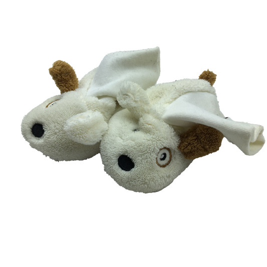Teddy's Choice White & Brown Puppy Slippers 12-18M