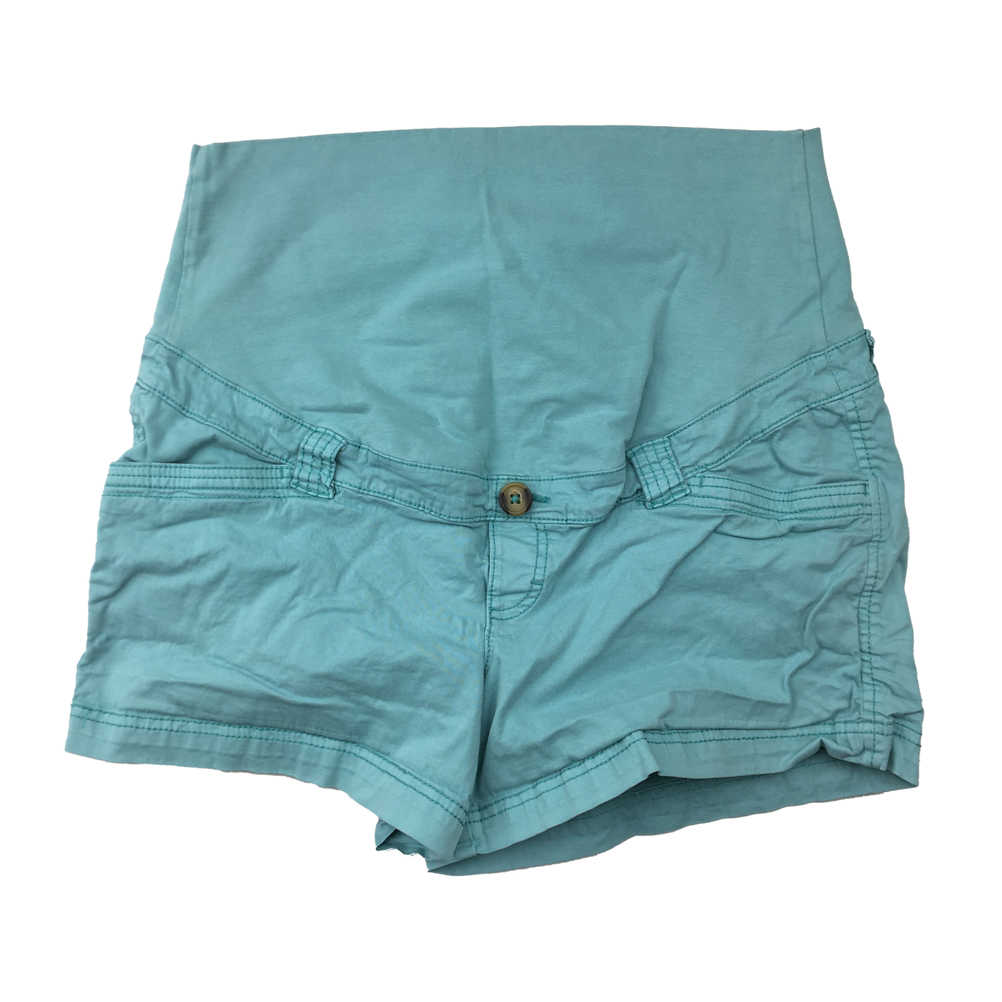 Thyme Teal Flat Front Maternity Shorts Lg