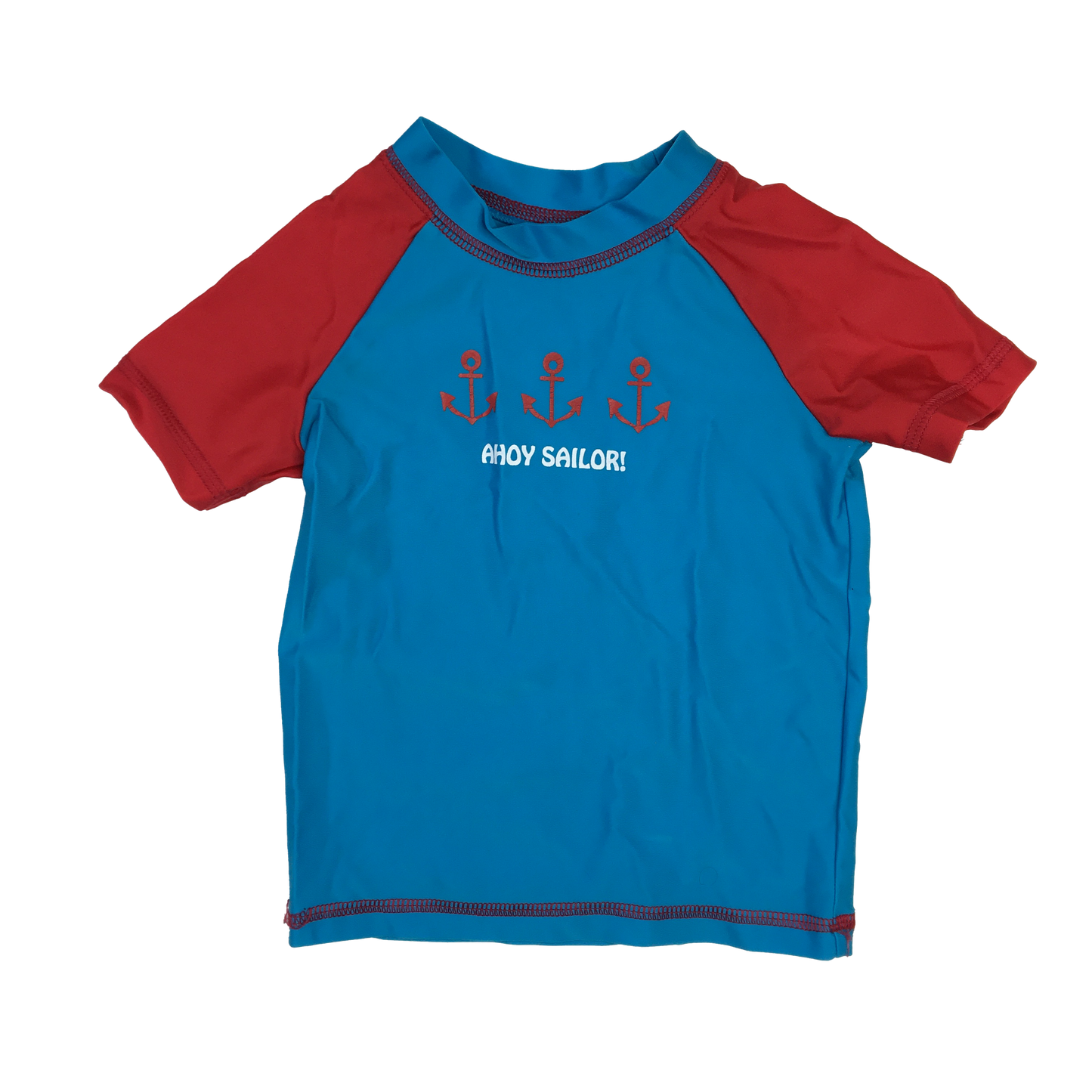 George Blue with Red Sleeves Rash Guard "Ahoy Sailor" 3T