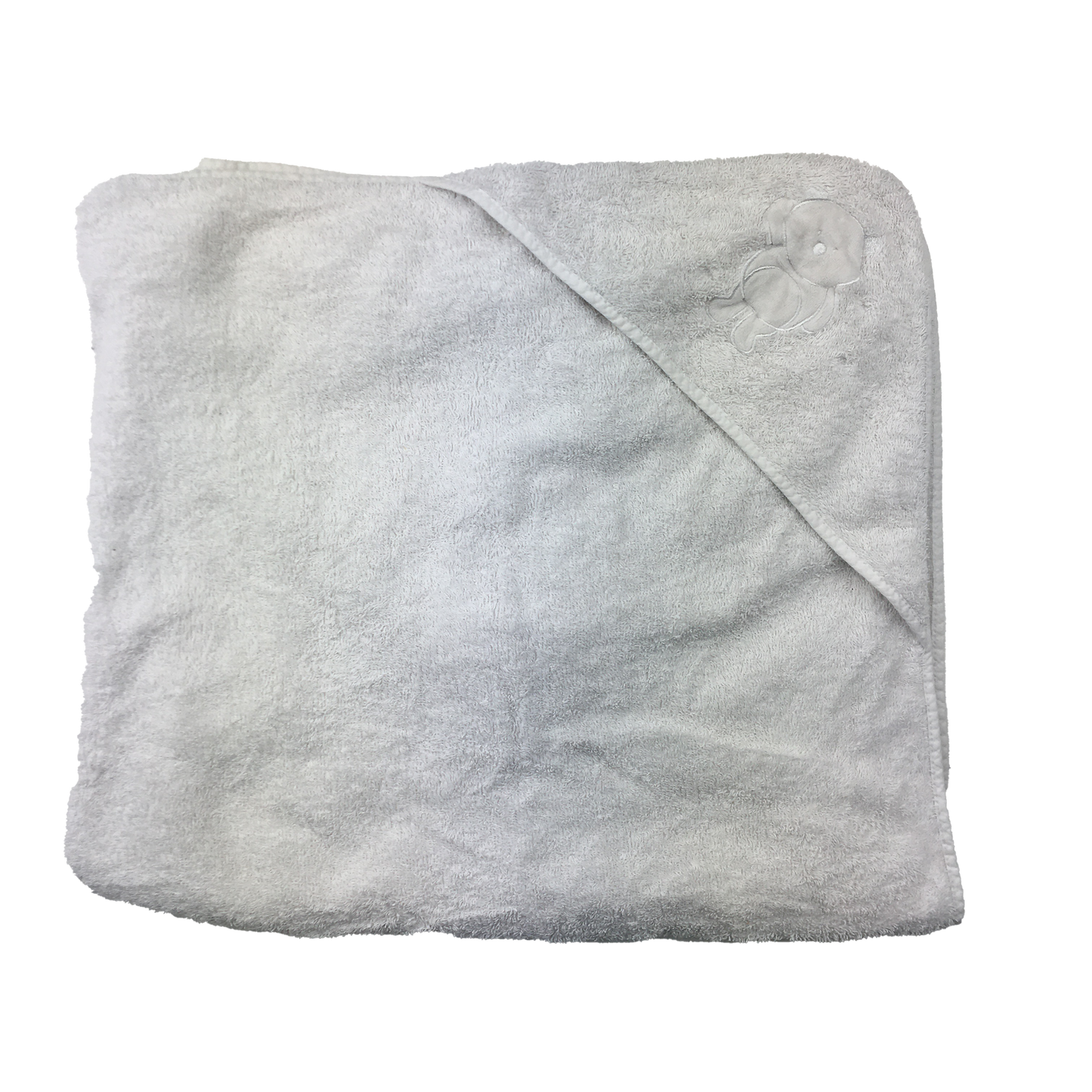 White Hooded Towel with Embroidered Bear OS