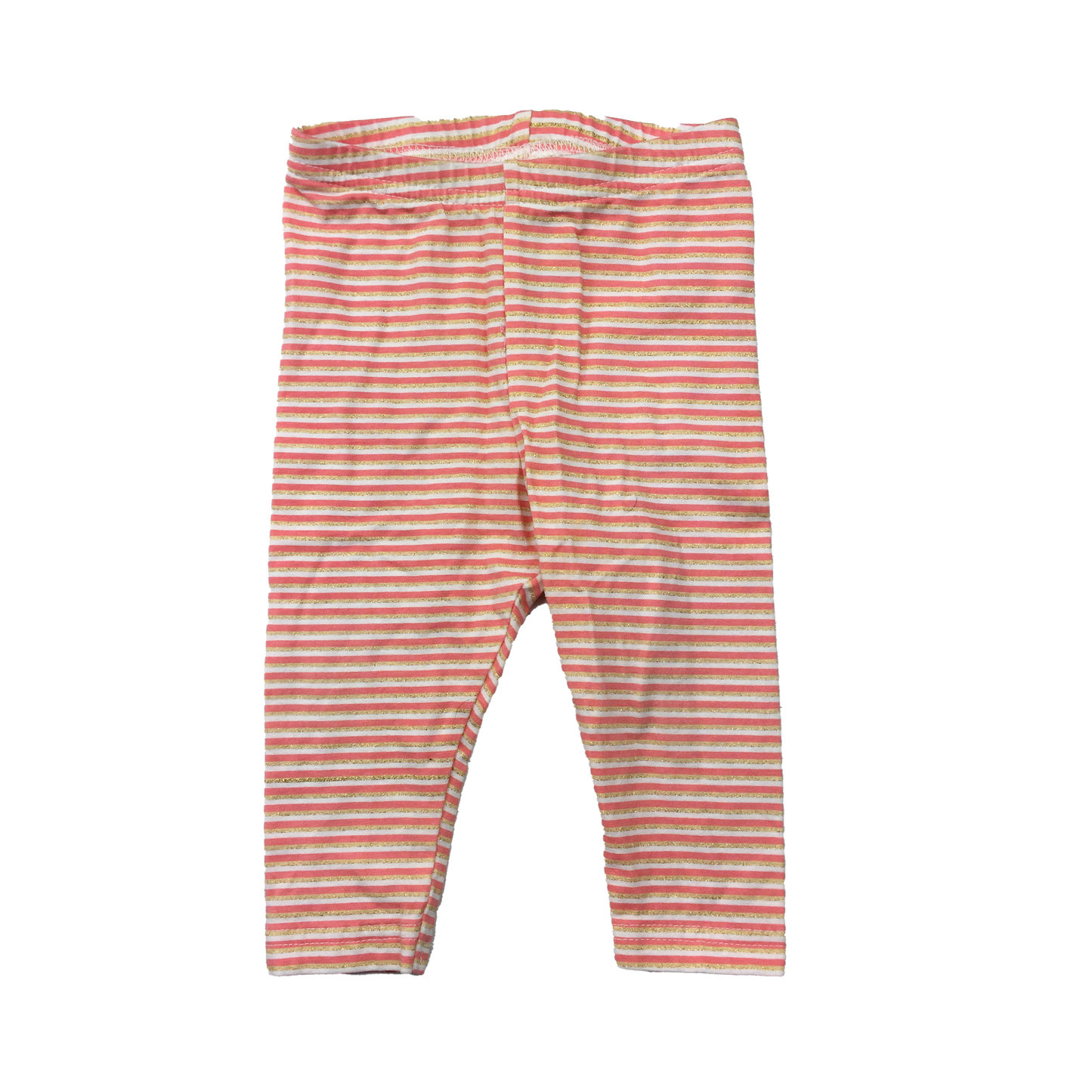 Carter's Pink Striped Leggings with Gold Thread 9M
