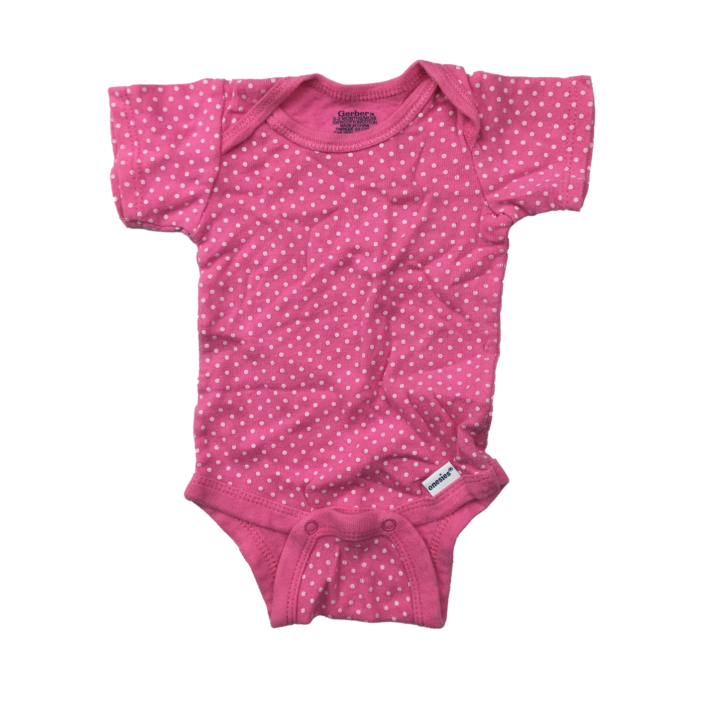 Gerber Pink Onesie with White Polka Dots 0-3M