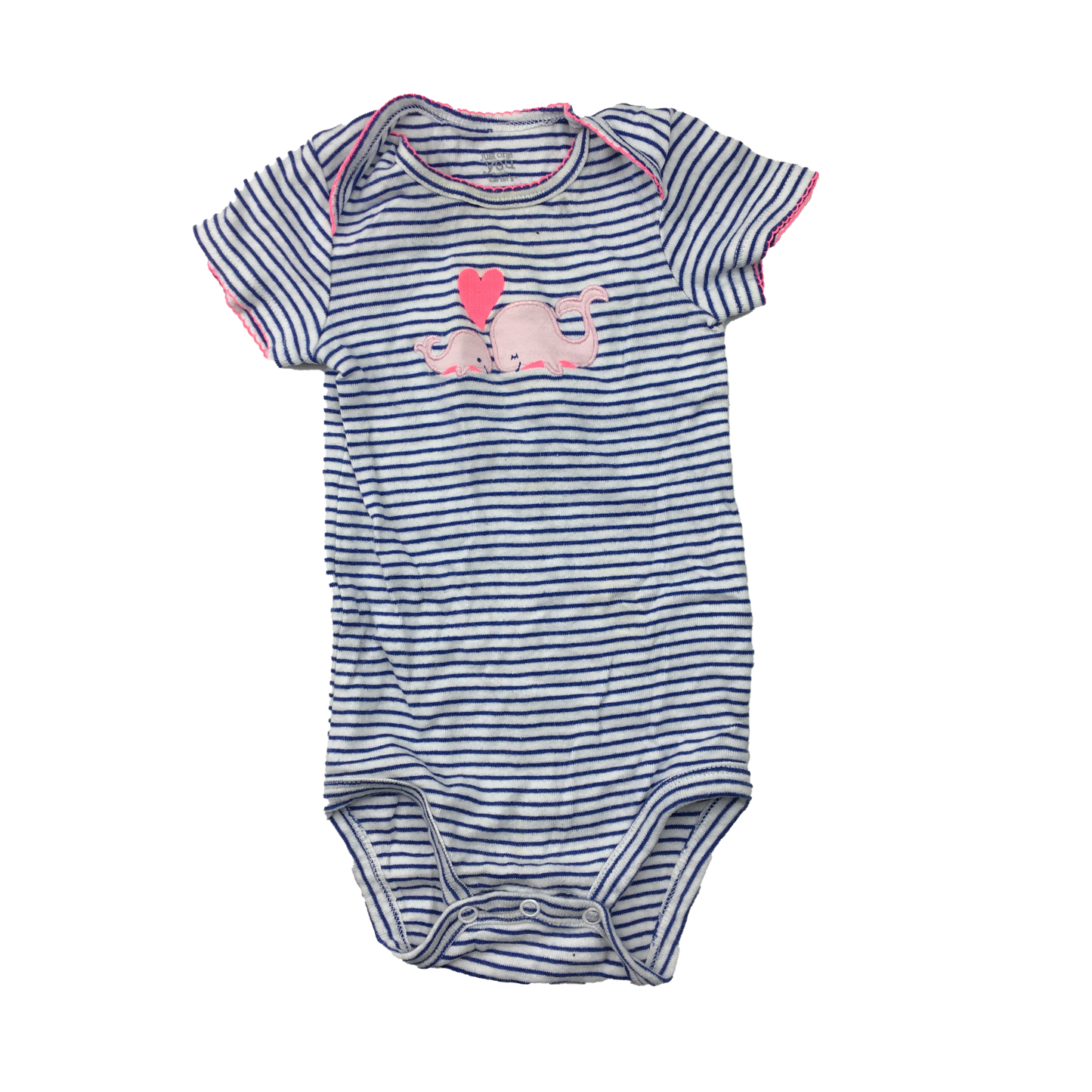 Just One You White and Blue Stripes Onesie with Whales 12M