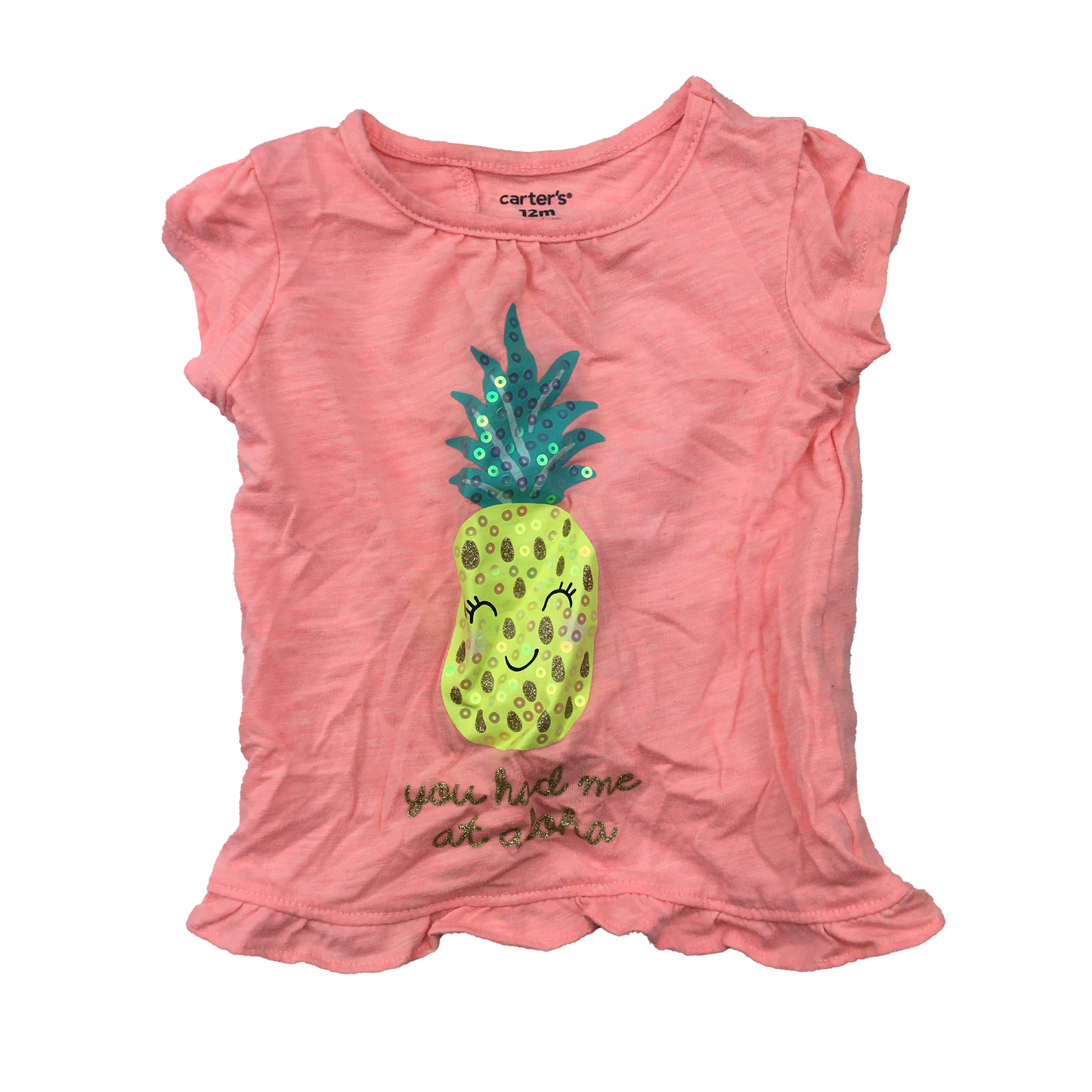 Carter's Coral T-Shirt "You Had Me At Aloha" 12M