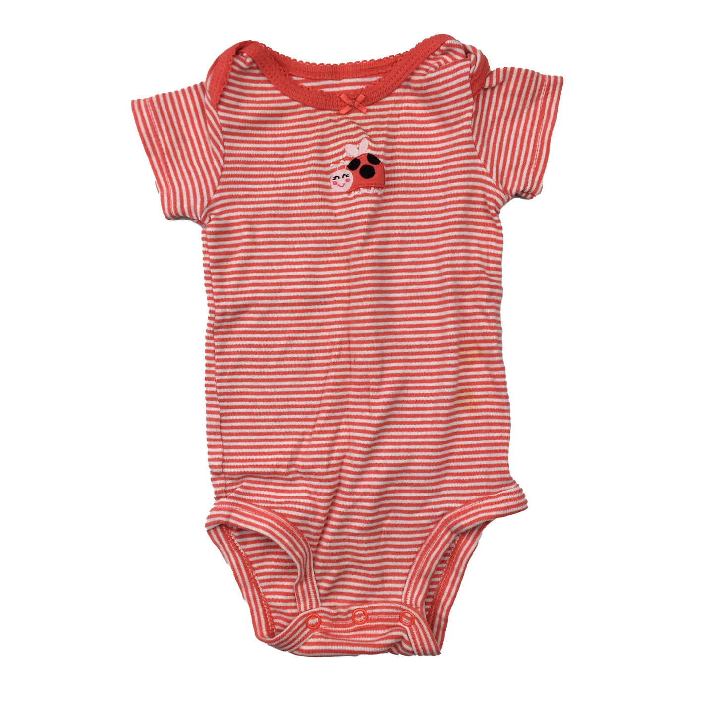 Carter's Red and White Striped Onesie with Ladybug 6M