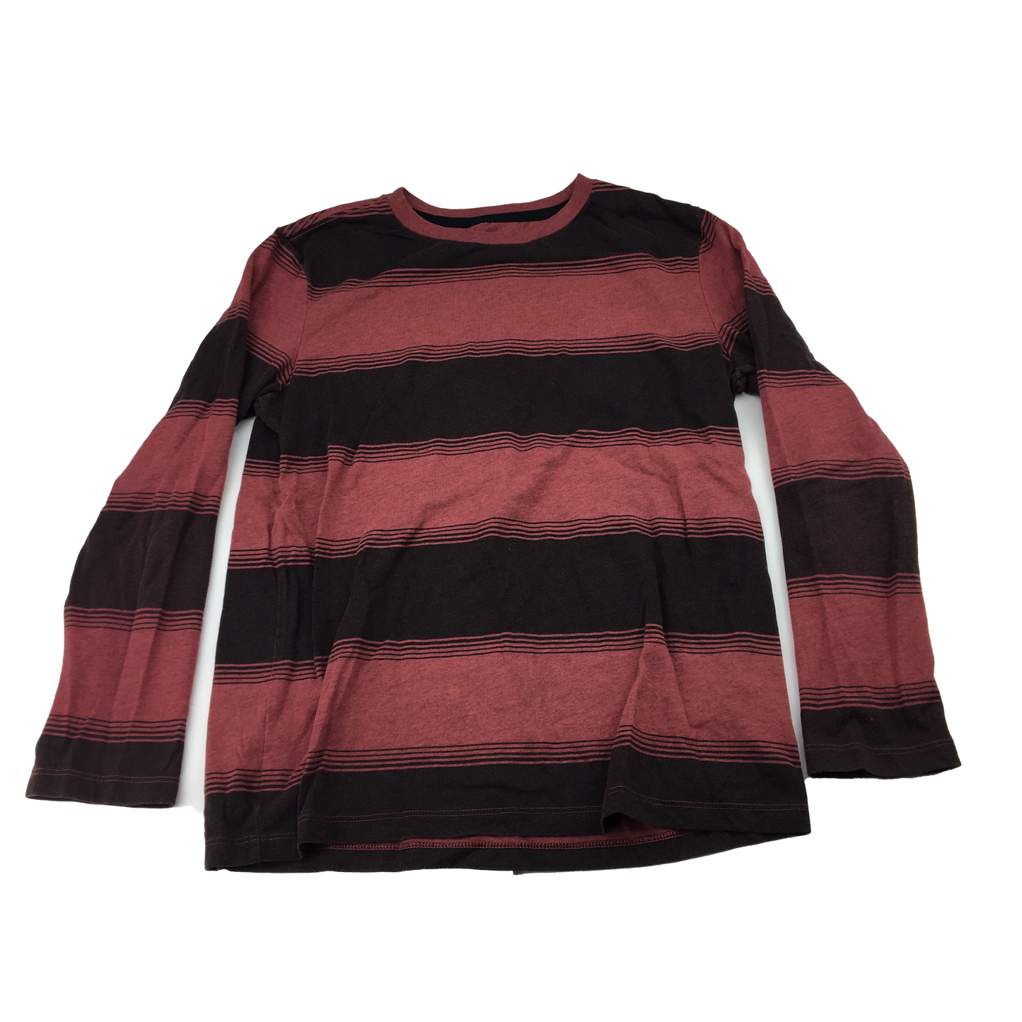 Old Navy Burgundy & Black Stripe Long Sleeve Shirt 10-12
