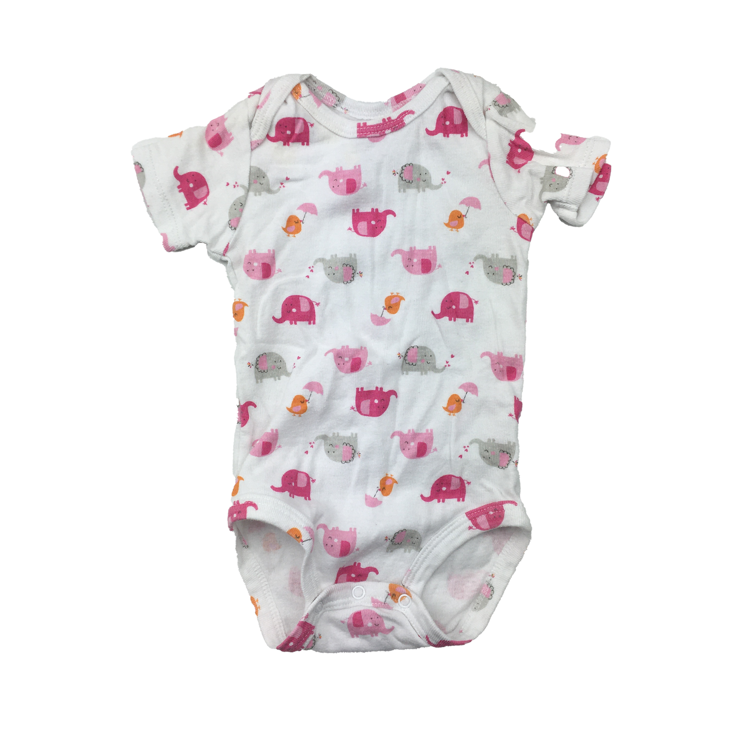 Pekkle White Onesie with Elephants 6M