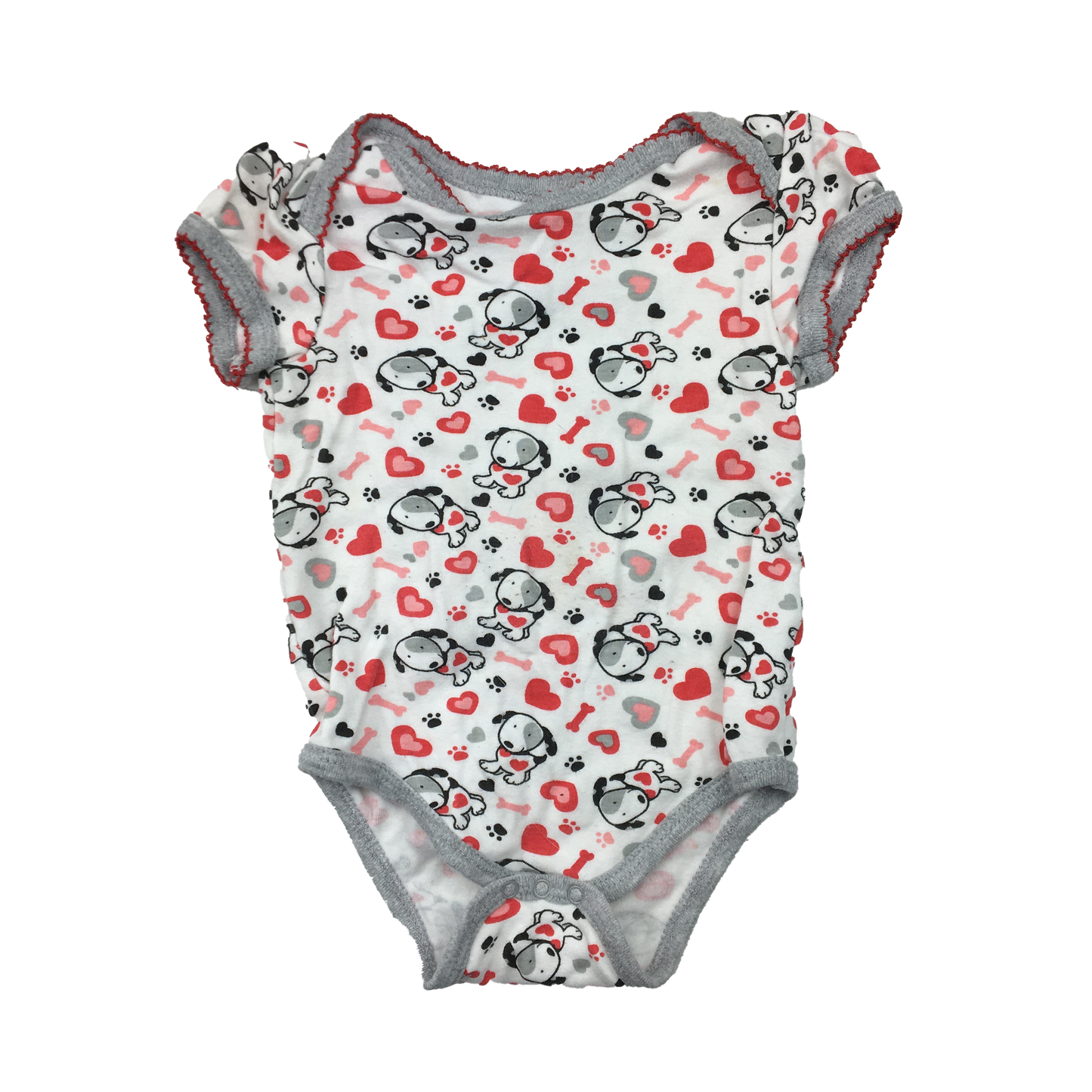 Buster Brown White Onesie with Puppies & Hearts 18M