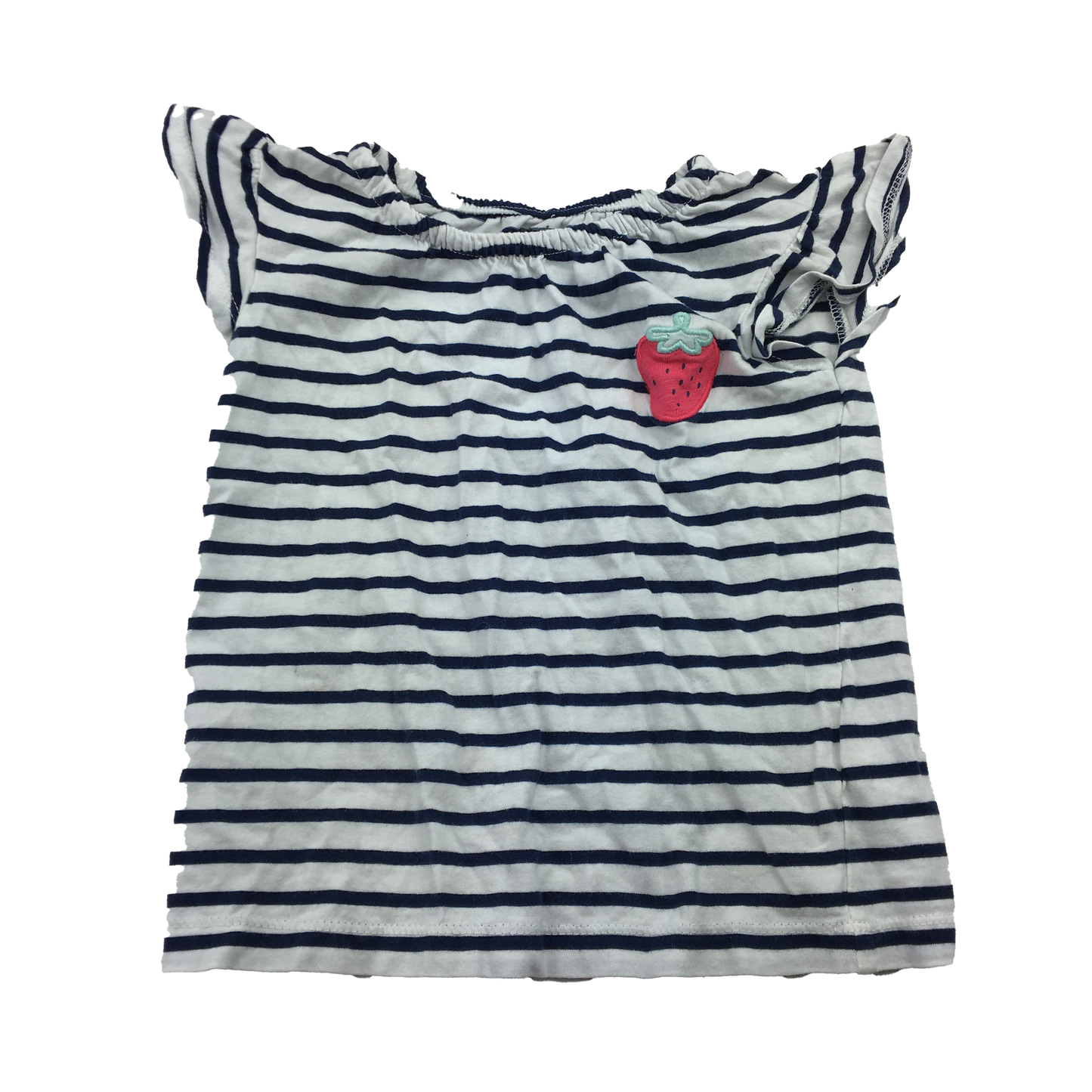 Carer's White & Nay Striped T-Shirt 4T