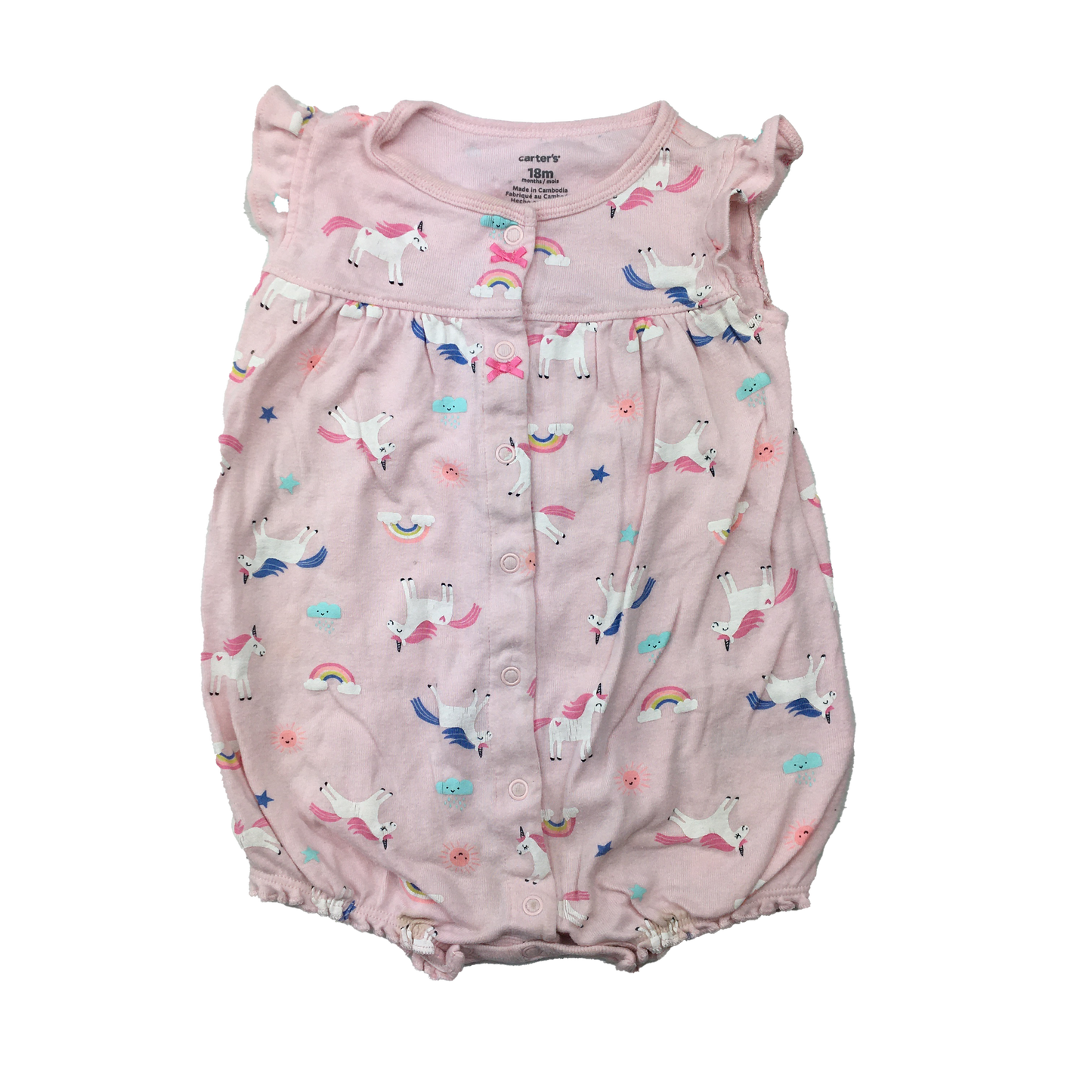 Carter's Pink Romper with Unicorns & Rainbows 18M