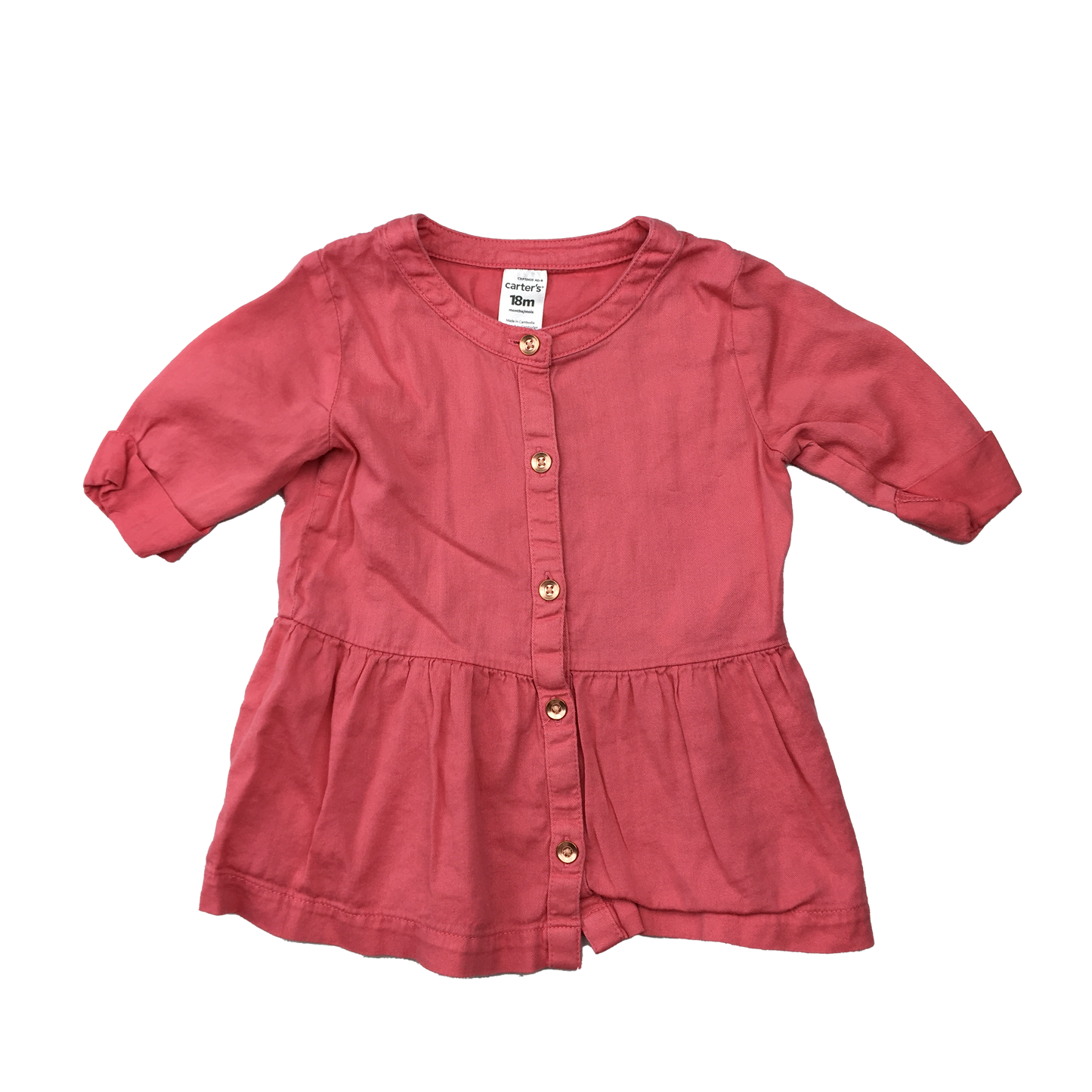 Carter's Pink 3/4 Sleeve Button-Up 18M