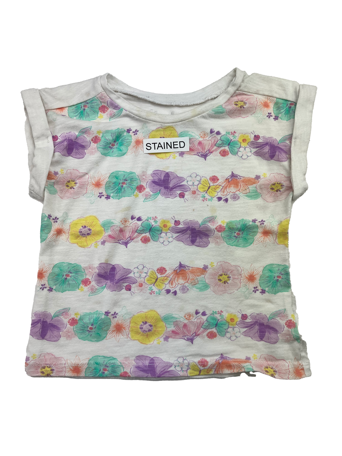 Cherokee White T-shirt with Flowers & Butterflies 18M
