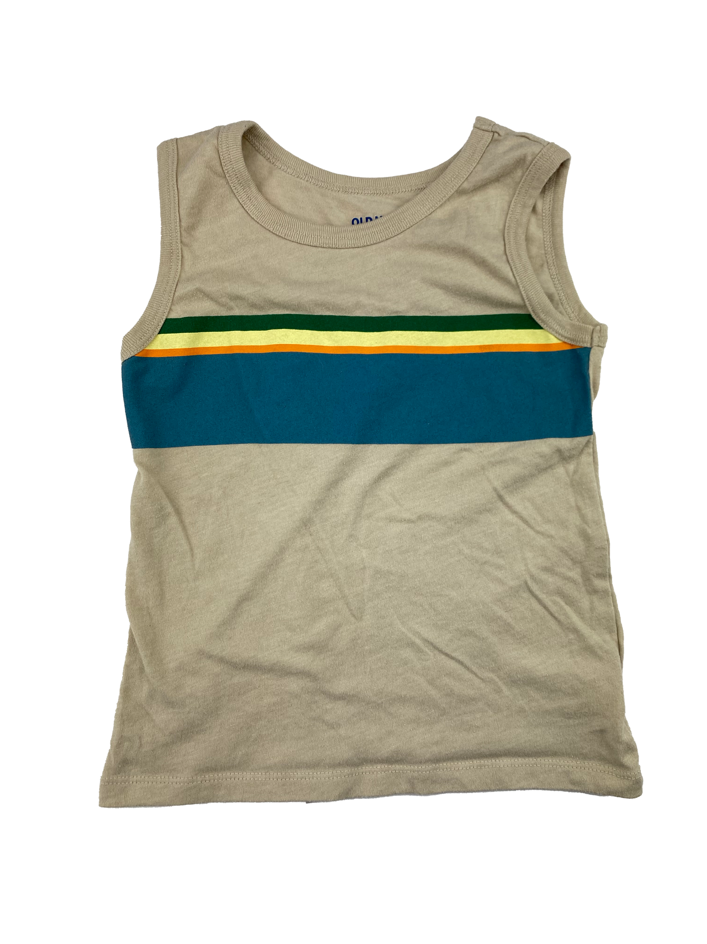 Old Navy Tan Tank Top with Navy Mid Stripe 4T