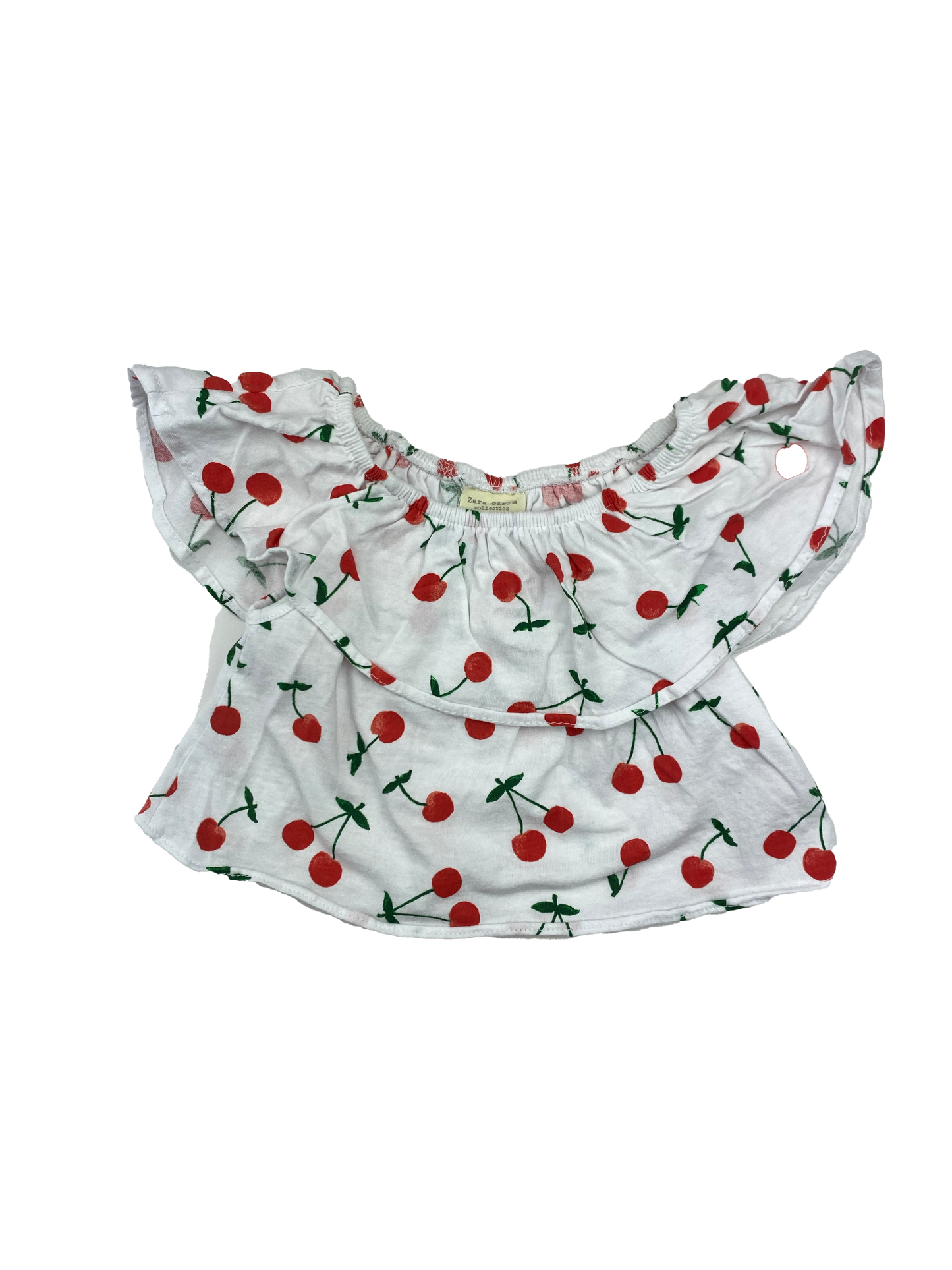 Zara White Crop Top with Cherries 5