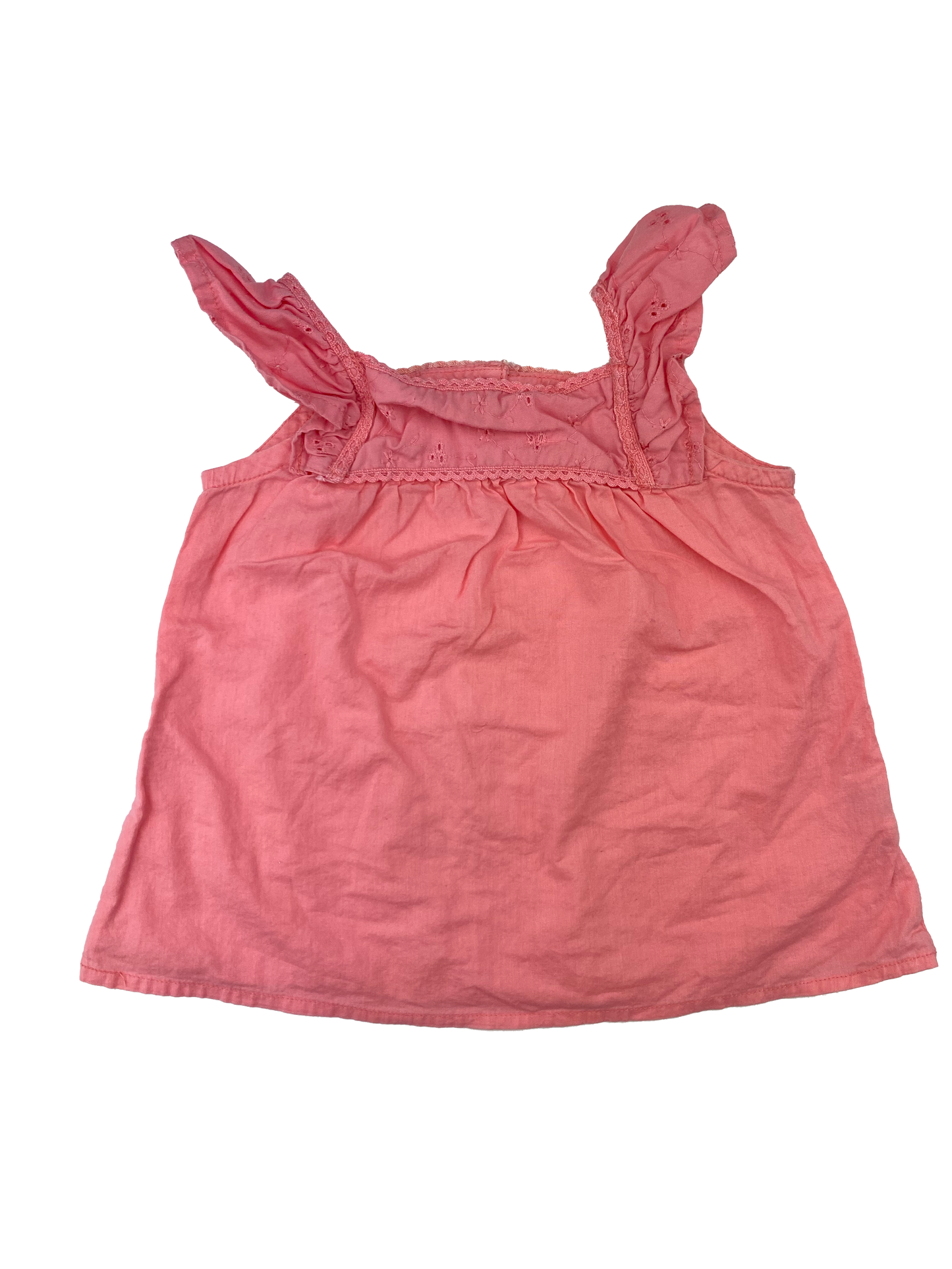Joe Fresh Pink Tank Top with Eyelet Flutter Straps 2T