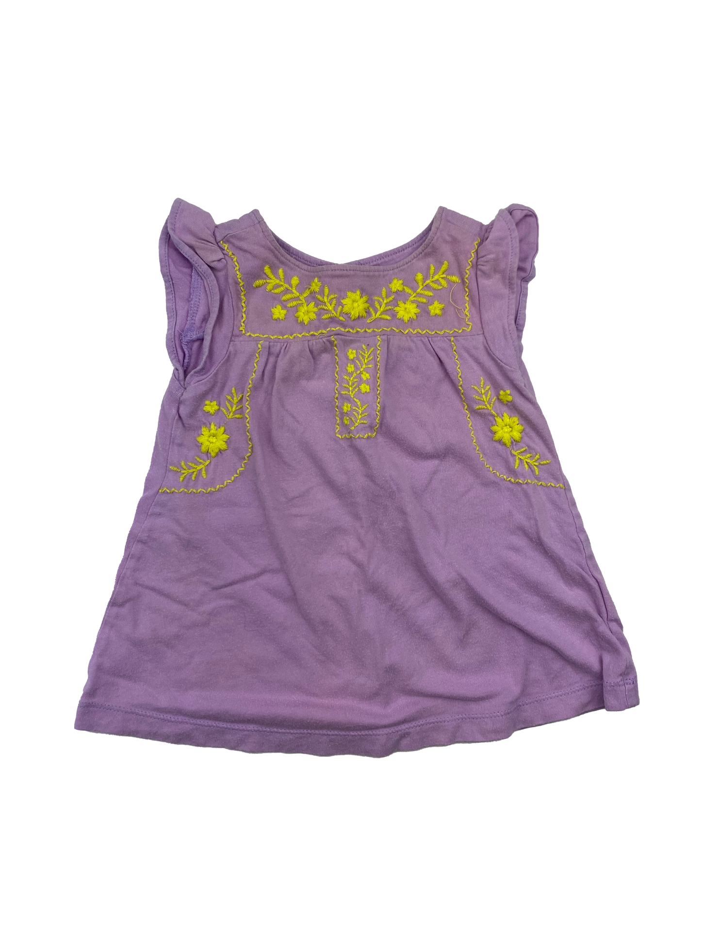 Baby Gap Purple Tank Top with Yellow Embroidered Flowers 3-6M