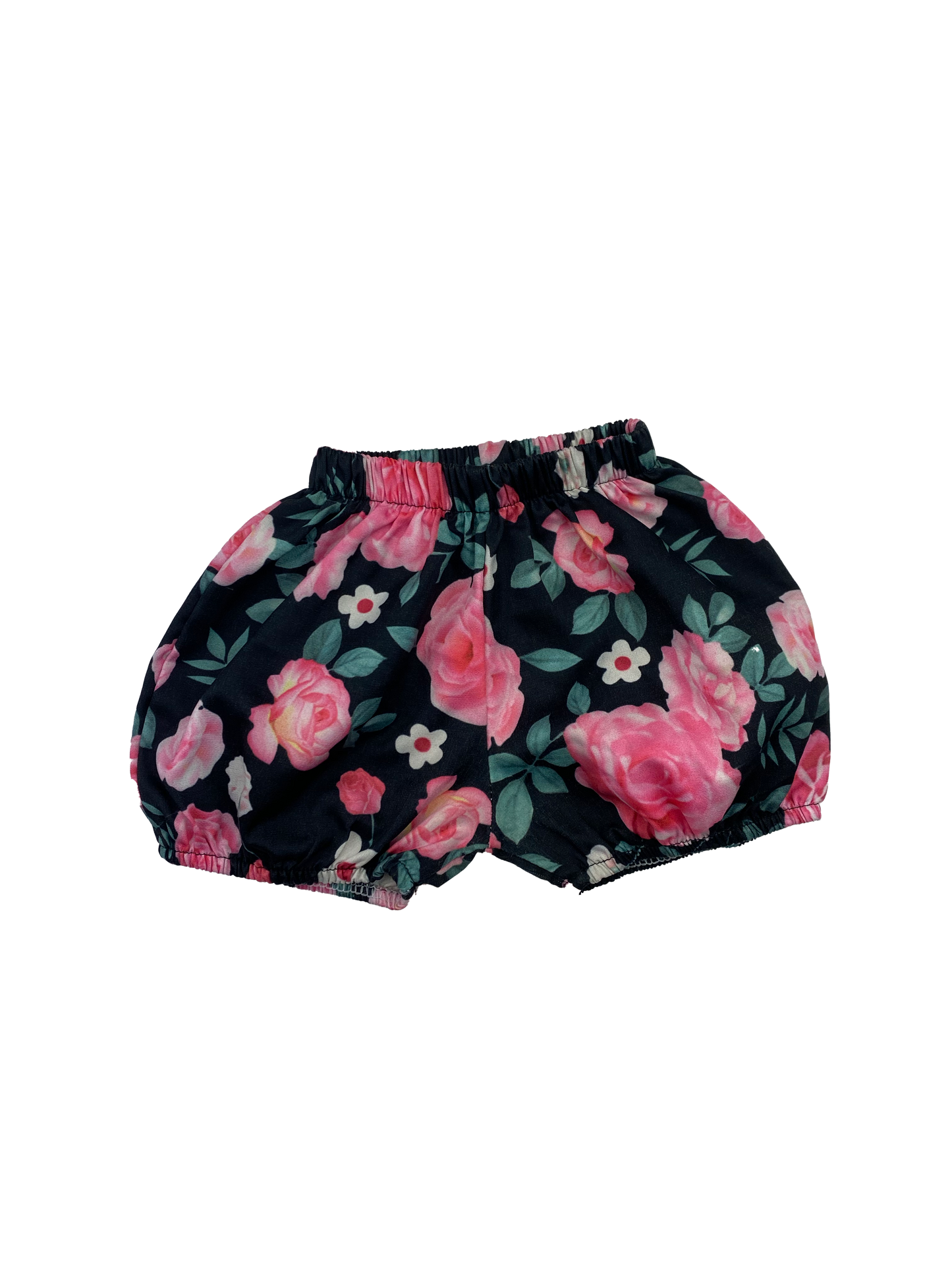 Black Shorts with Pink Flowers 6-12M