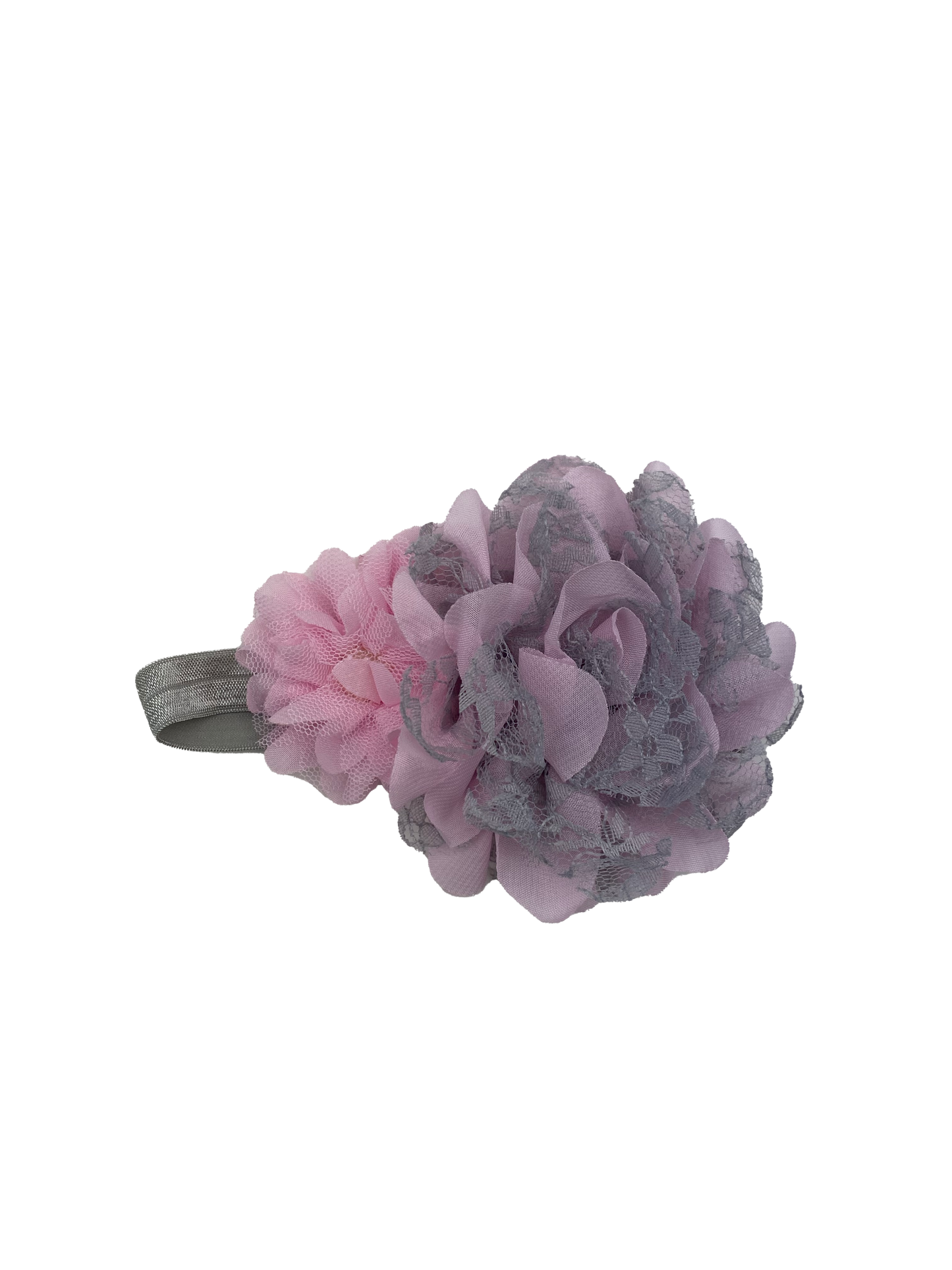 Pink & Grey Headband Bow 0-12M