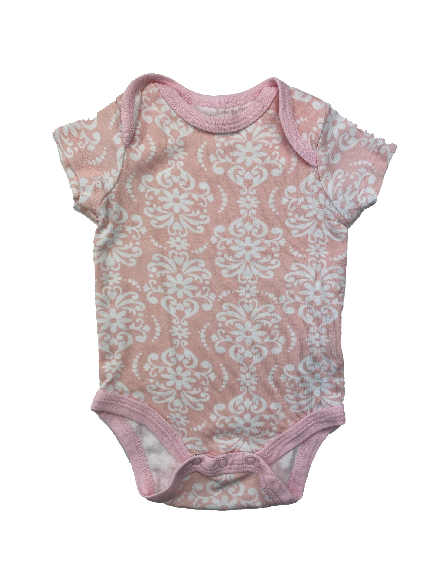 Little Me Pink Onesie with White Pattern 3M