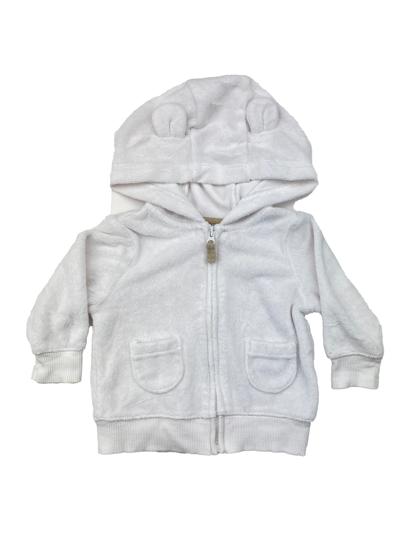 Carter's White Terry Cloth Zip-Up Hoodie with Ears 3M
