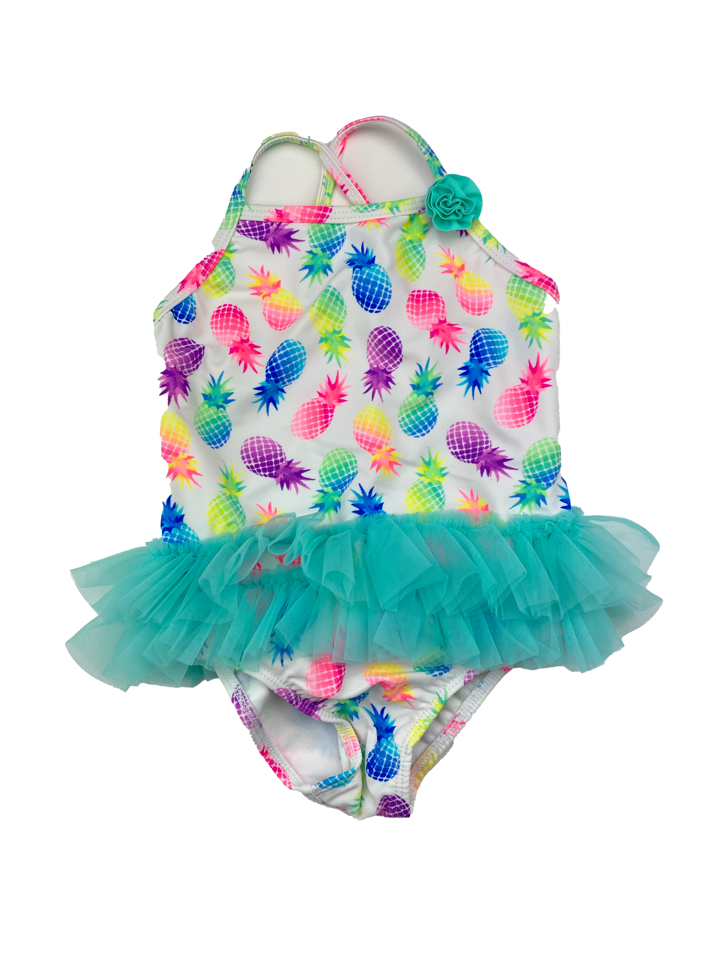 George White Swimsuit with Multicoloured Pineapples & Tutu 18-24M