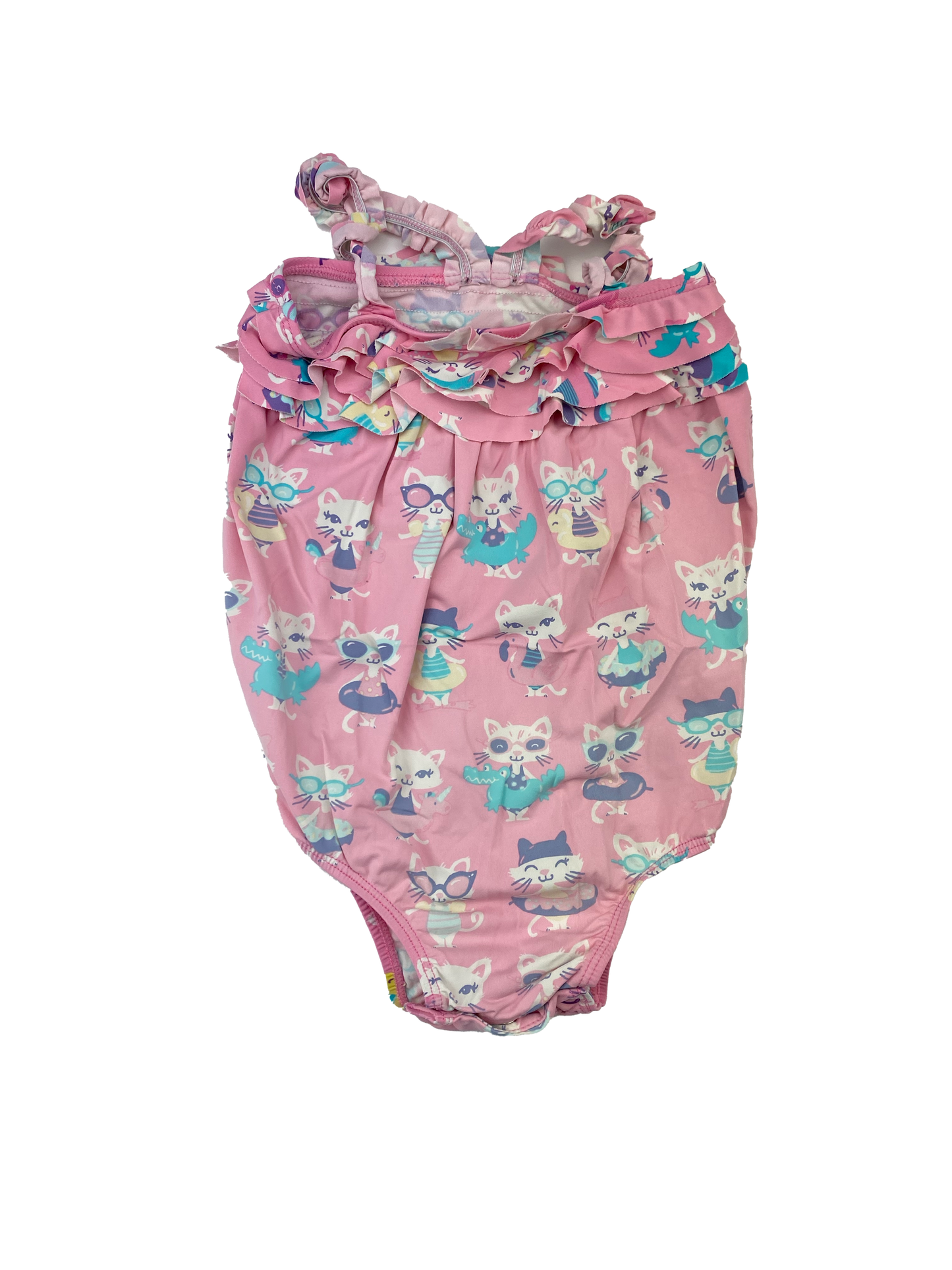 Hatley Pink Frilly Swimsuit with Cats 18-24M