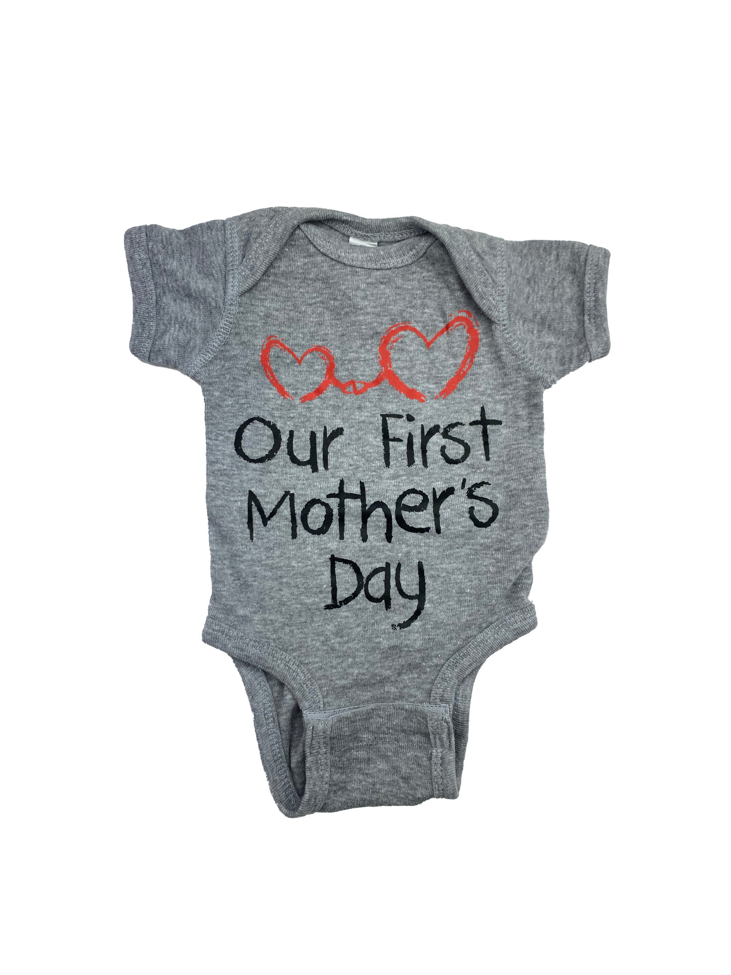 Rabbit Skins Grey Onesie with "Our First Mother's Day" NB