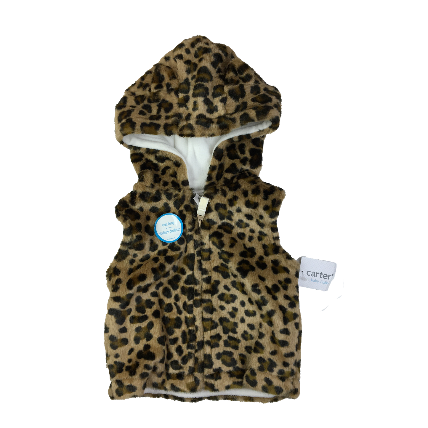 Carter's Brown Cheetah Print Vest with Hood 6M