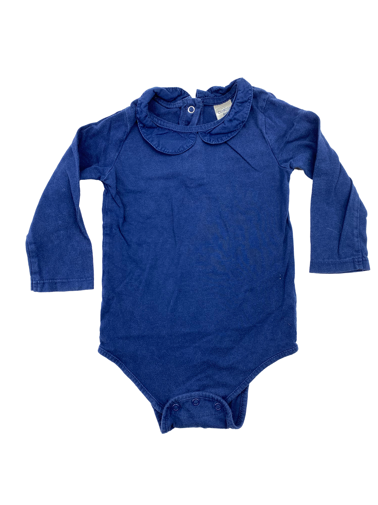 OshKosh Navy Long Sleeve Onesie with Peter Pan Collar 18M