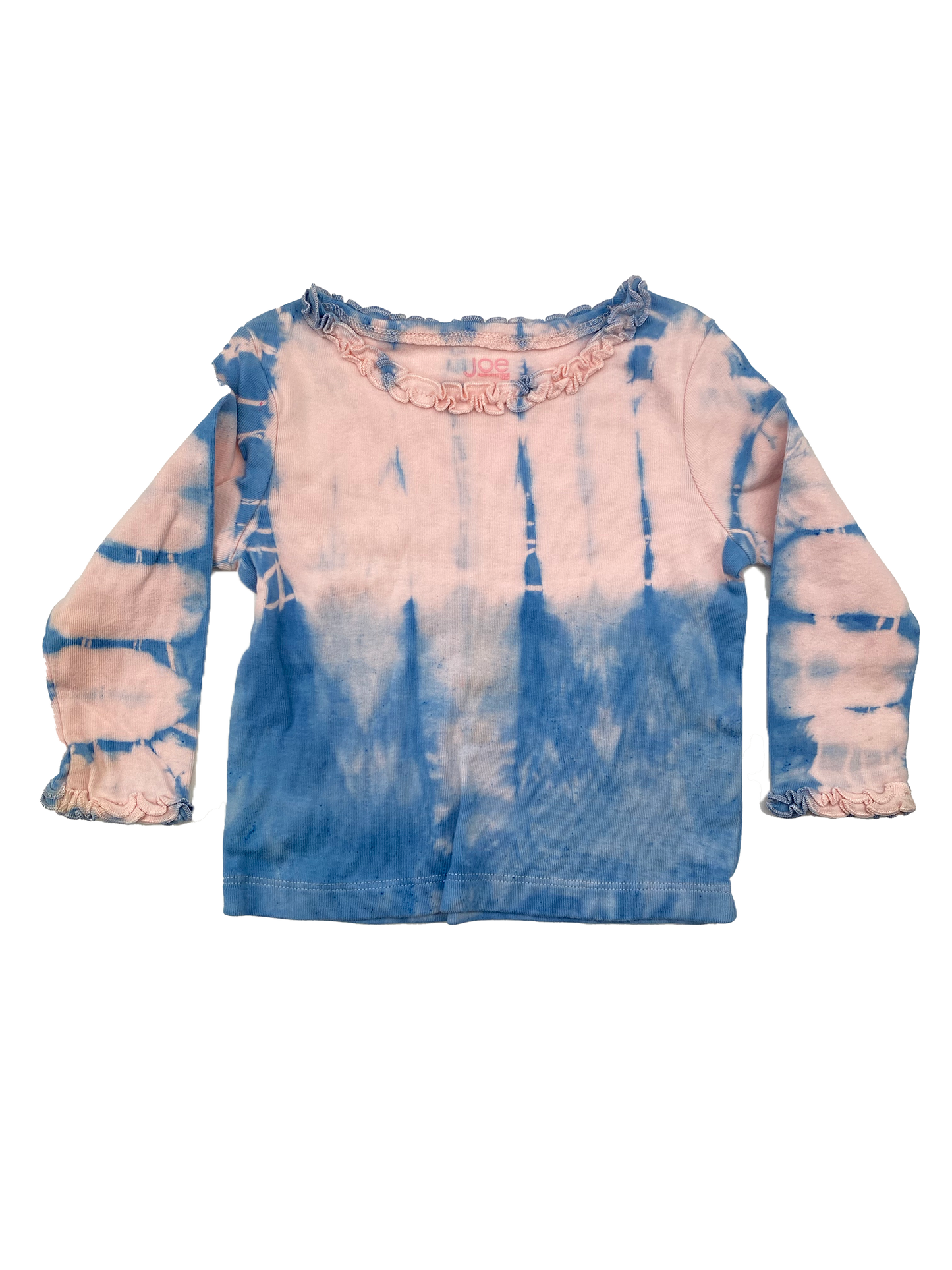 Joe Fresh Pink & Blue Tie Dye Long Sleeve with Ruffles 12M