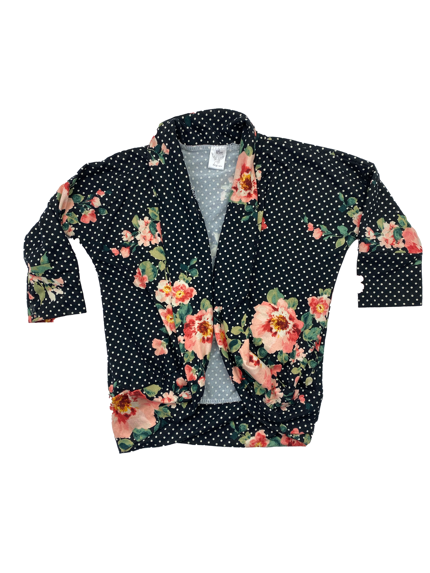 Fynn & Wylder Black Cardigan with Pink Flowers 18M