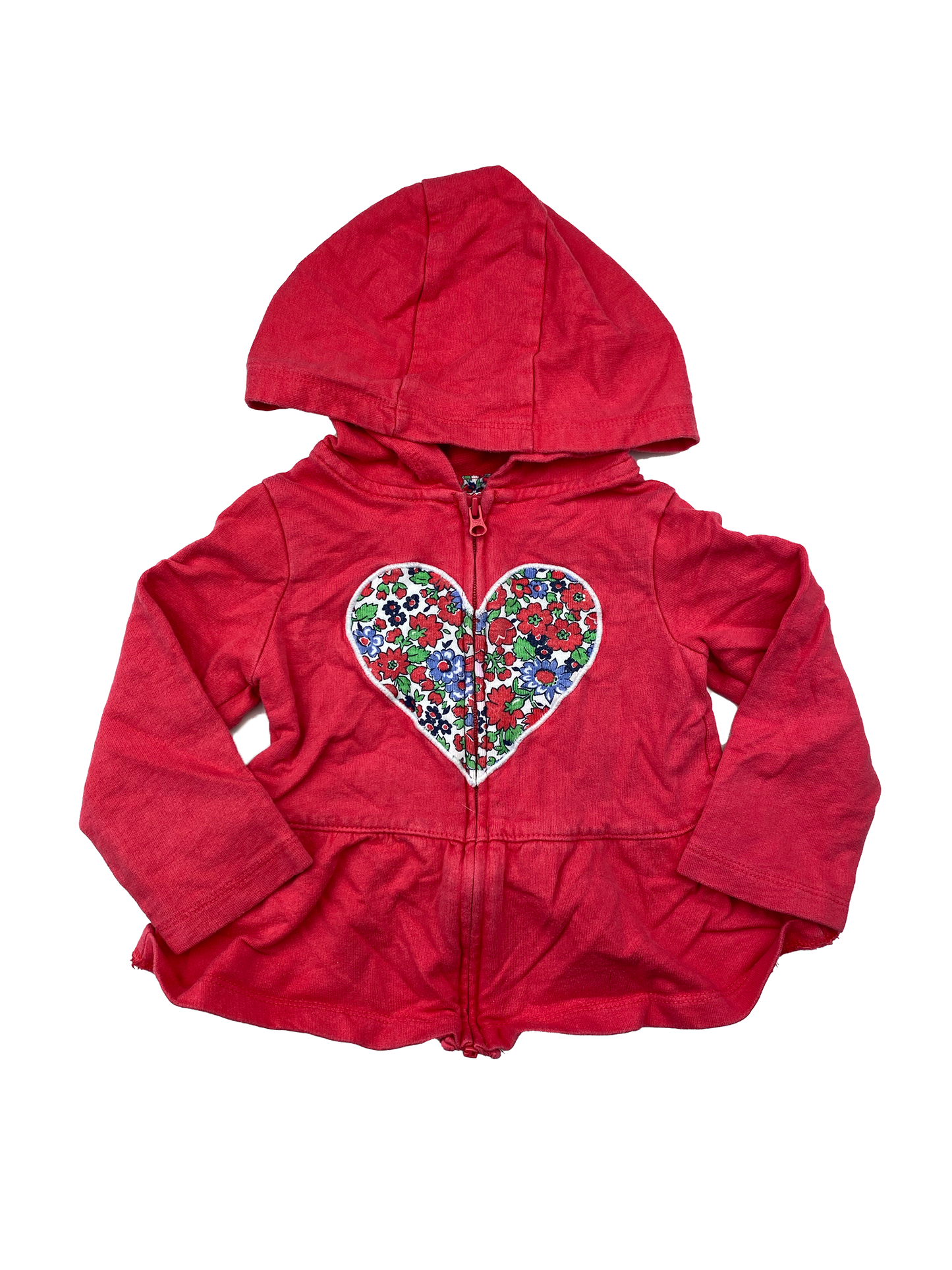 Carter's Red Zip-Up Hoodie with Floral Heart 18M