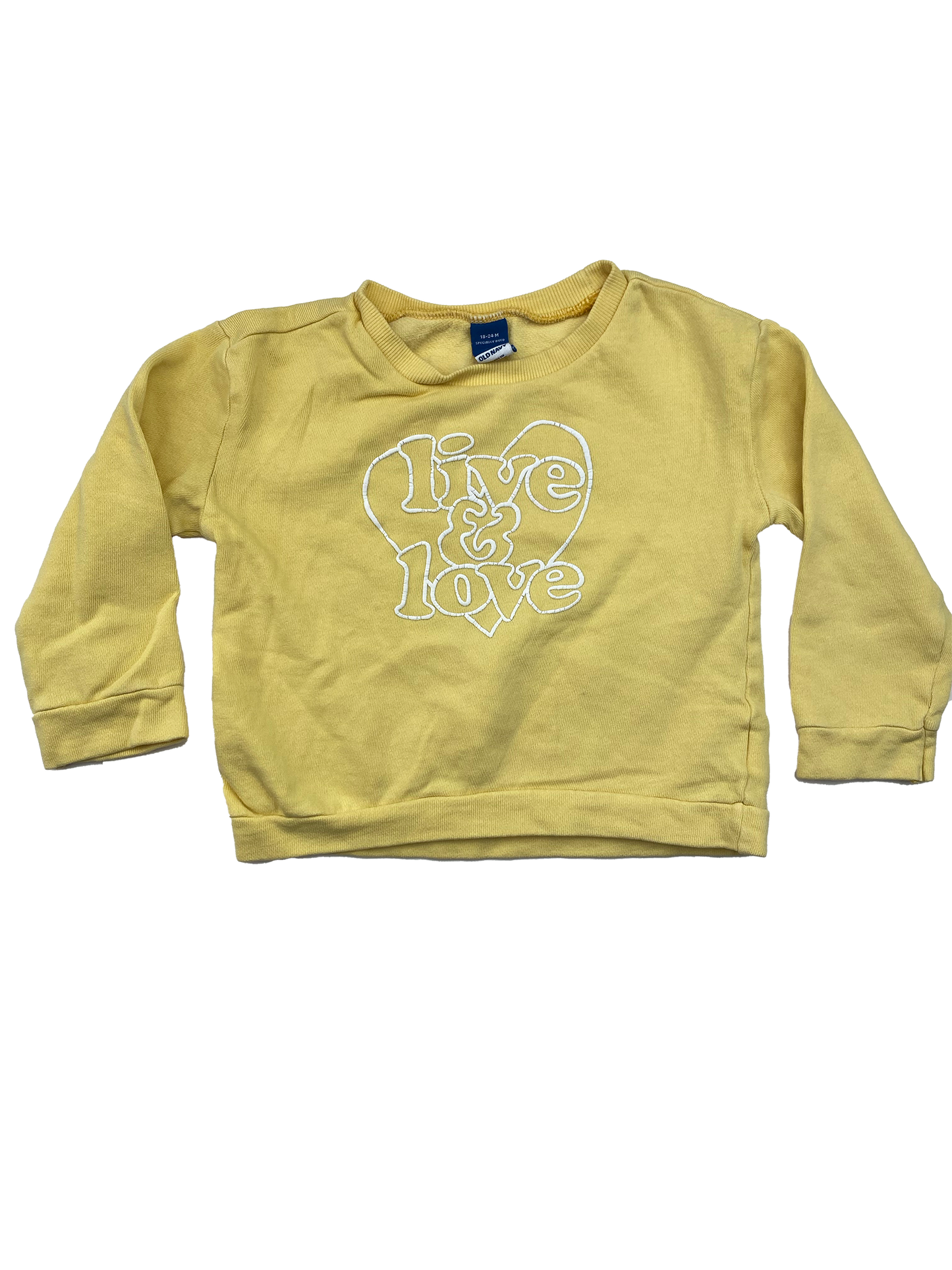Old Navy Yellow Pull-Over Sweater with "Live & Love" 18-24M