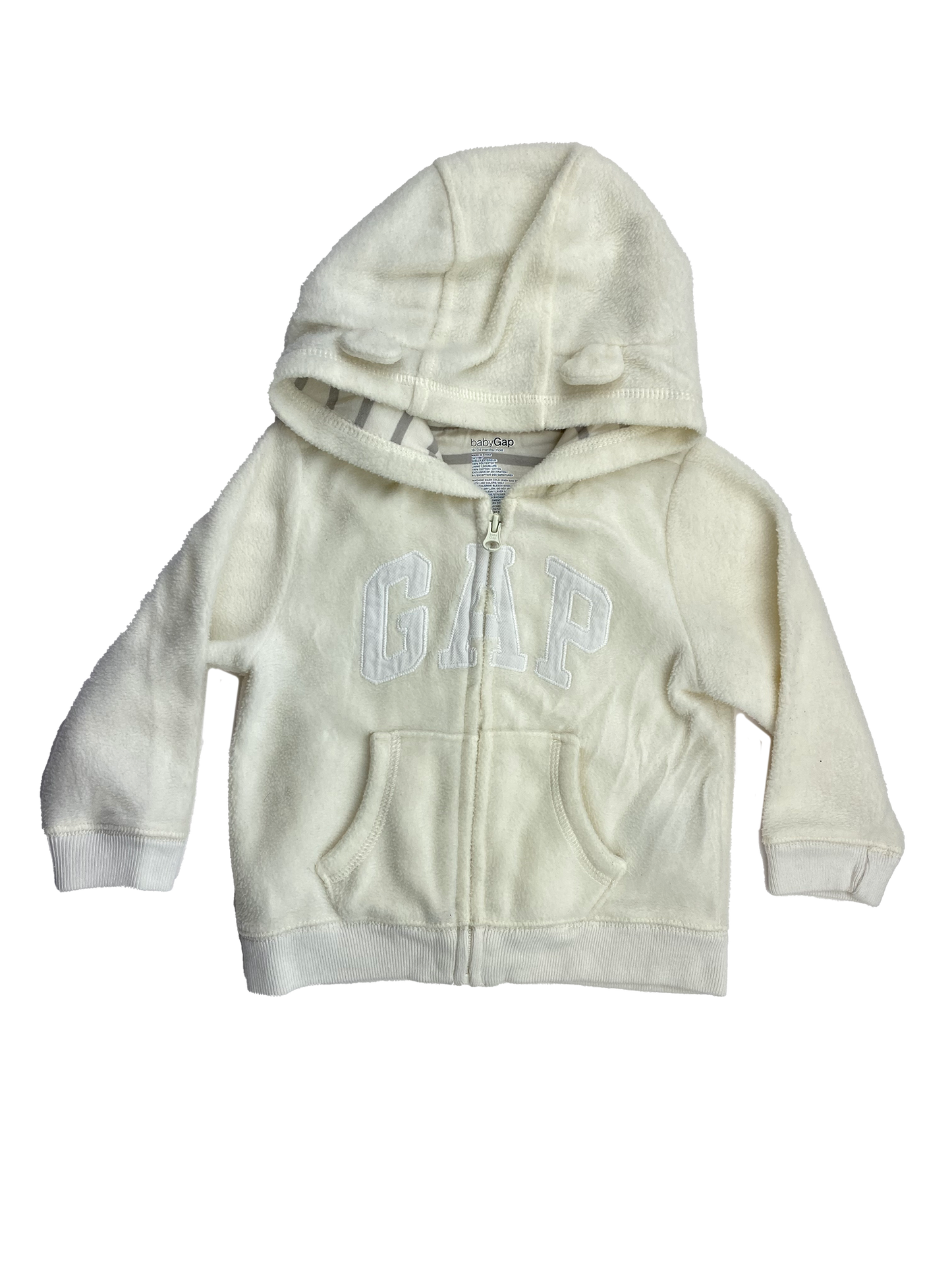 Baby Gap Cream Fleece Zip-Up Hoodie 18-24M