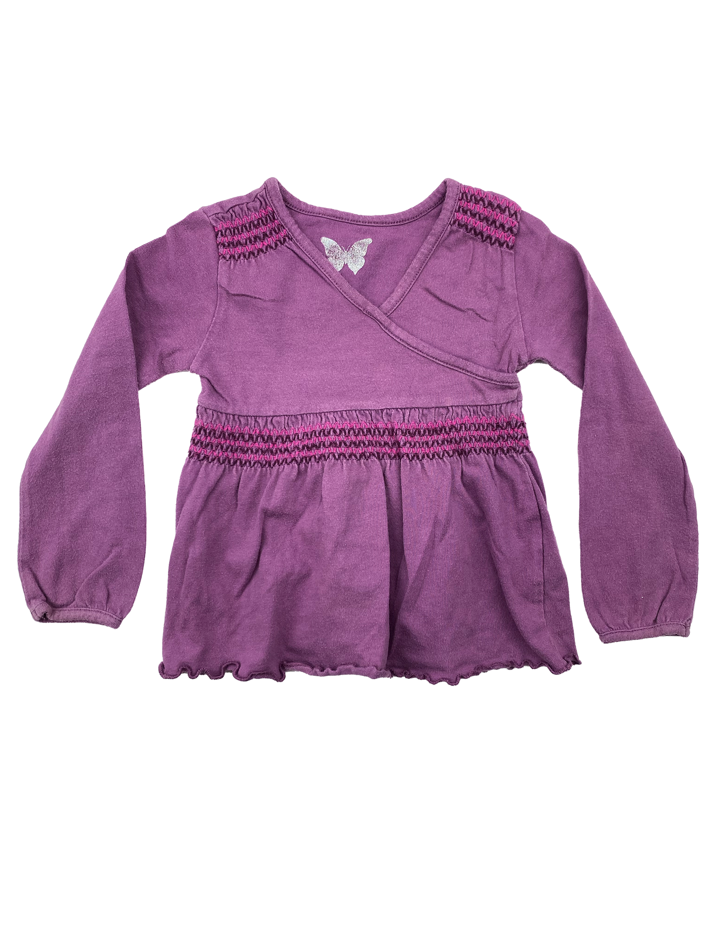 Tu Purple Long Sleeve Shirt with Shirring 18M-2T