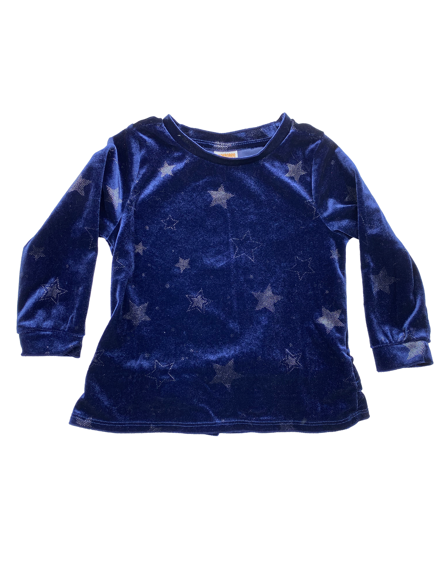 Gymboree Navy Velour Long Sleeve Shirt with Silver Stars 18-24M