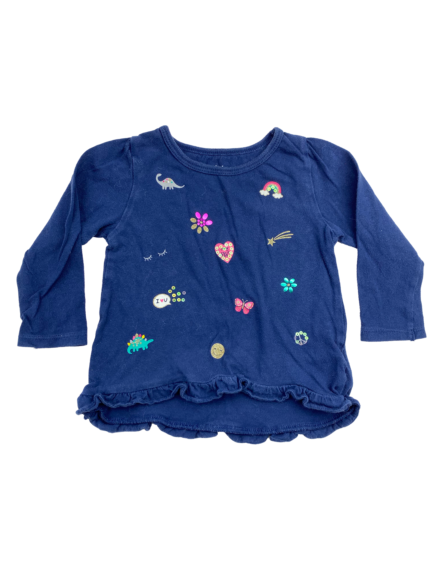 Carter's Navy Long Sleeve Shirt with Icons 18M