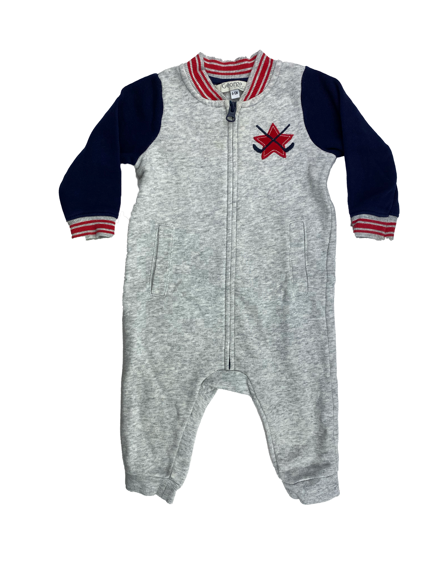 George Grey & Navy Sweater Jumpsuit 6-12M