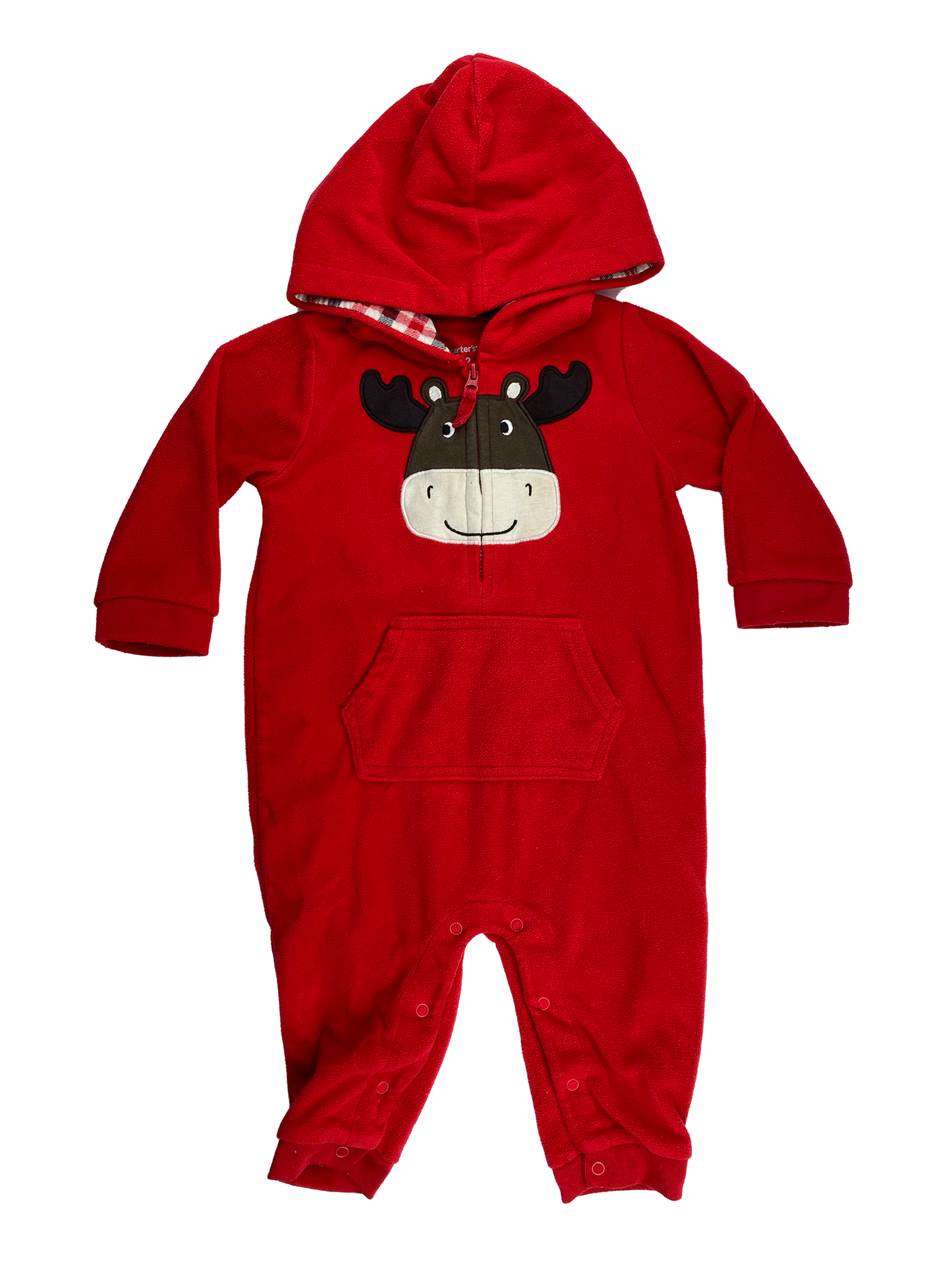Carter's Red Fleece Jumpsuit with Moose 12M