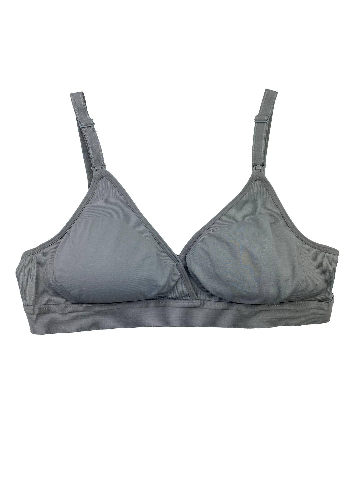Grey Spandex V-Neck Nursing Bra L