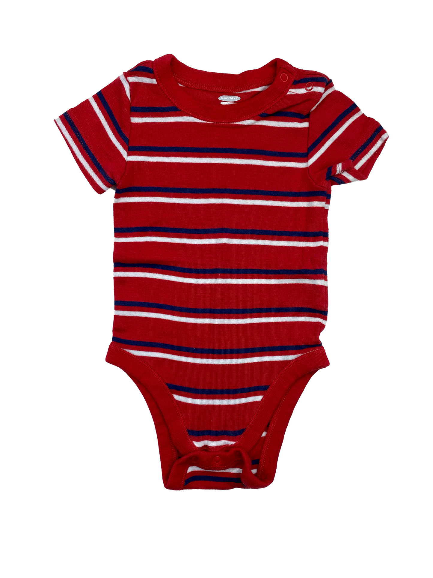 Old Navy Red Onesie with Navy & White Stripes 6-12M