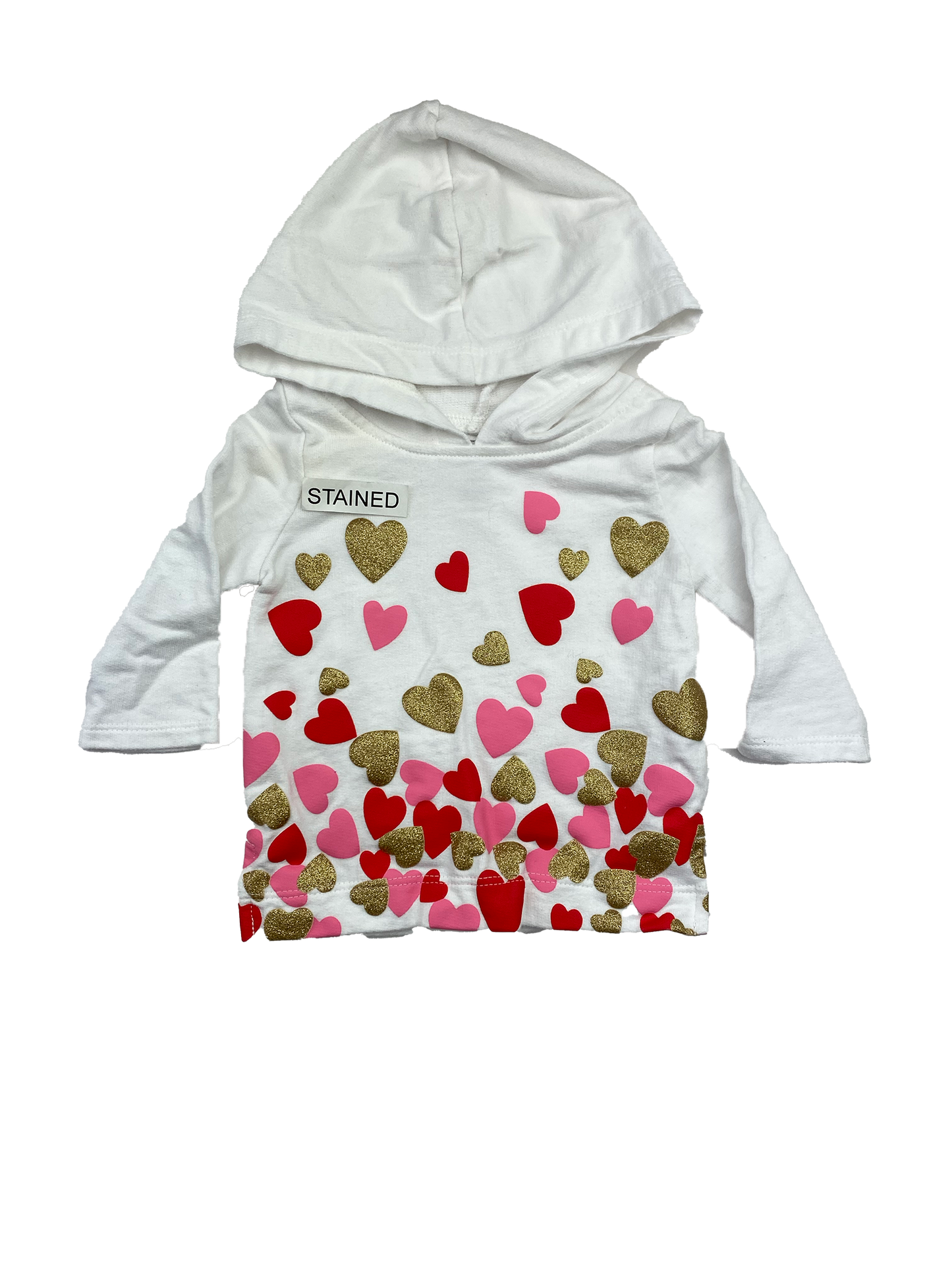 ❗️Carter's White Pull-Over Hoodie with Multicoloured Hearts 3M