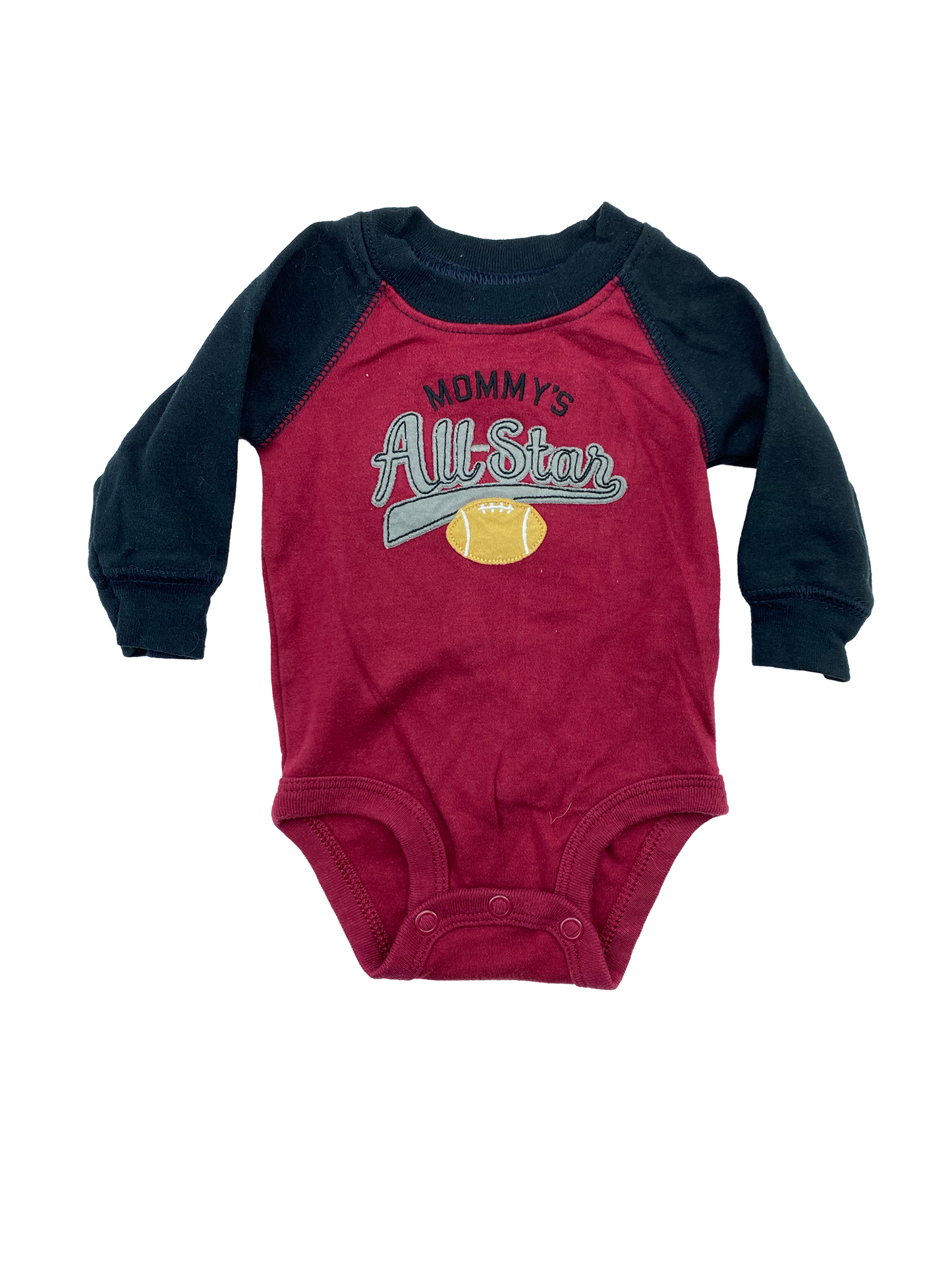 Child of Mine Black & Red Long Sleeve Onesie with "Mommy's All-Star" NB