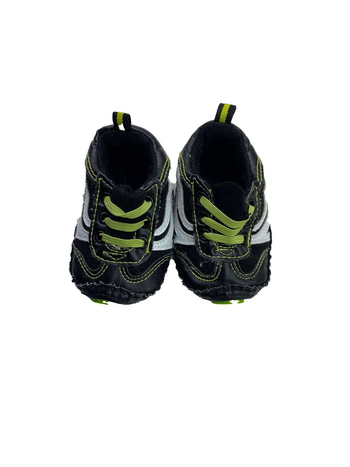 Rising Star Black Shoes with White Stripes 3-6M