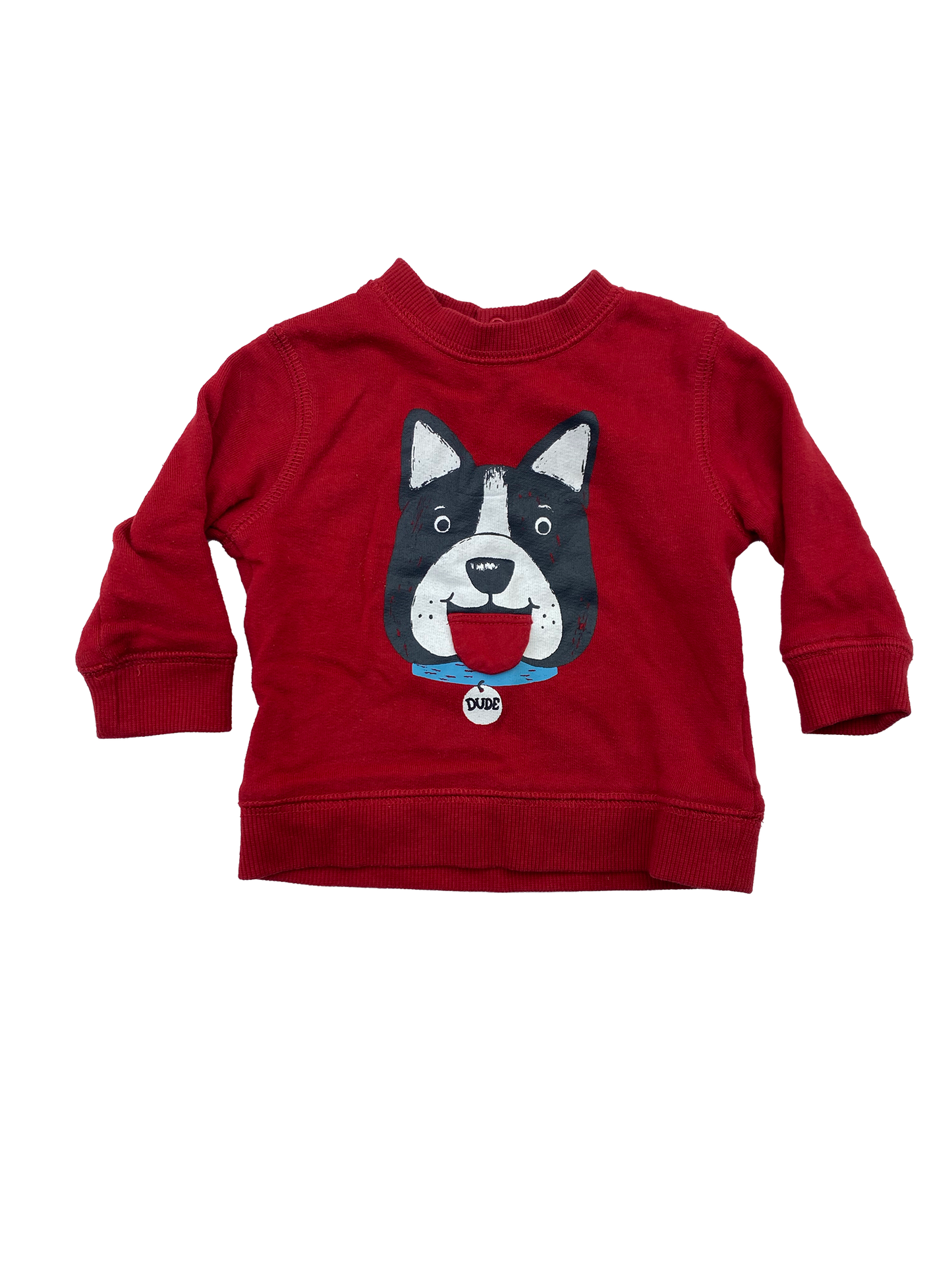 Joe Fresh Red Pull-Over Sweater with Dog 3-6M