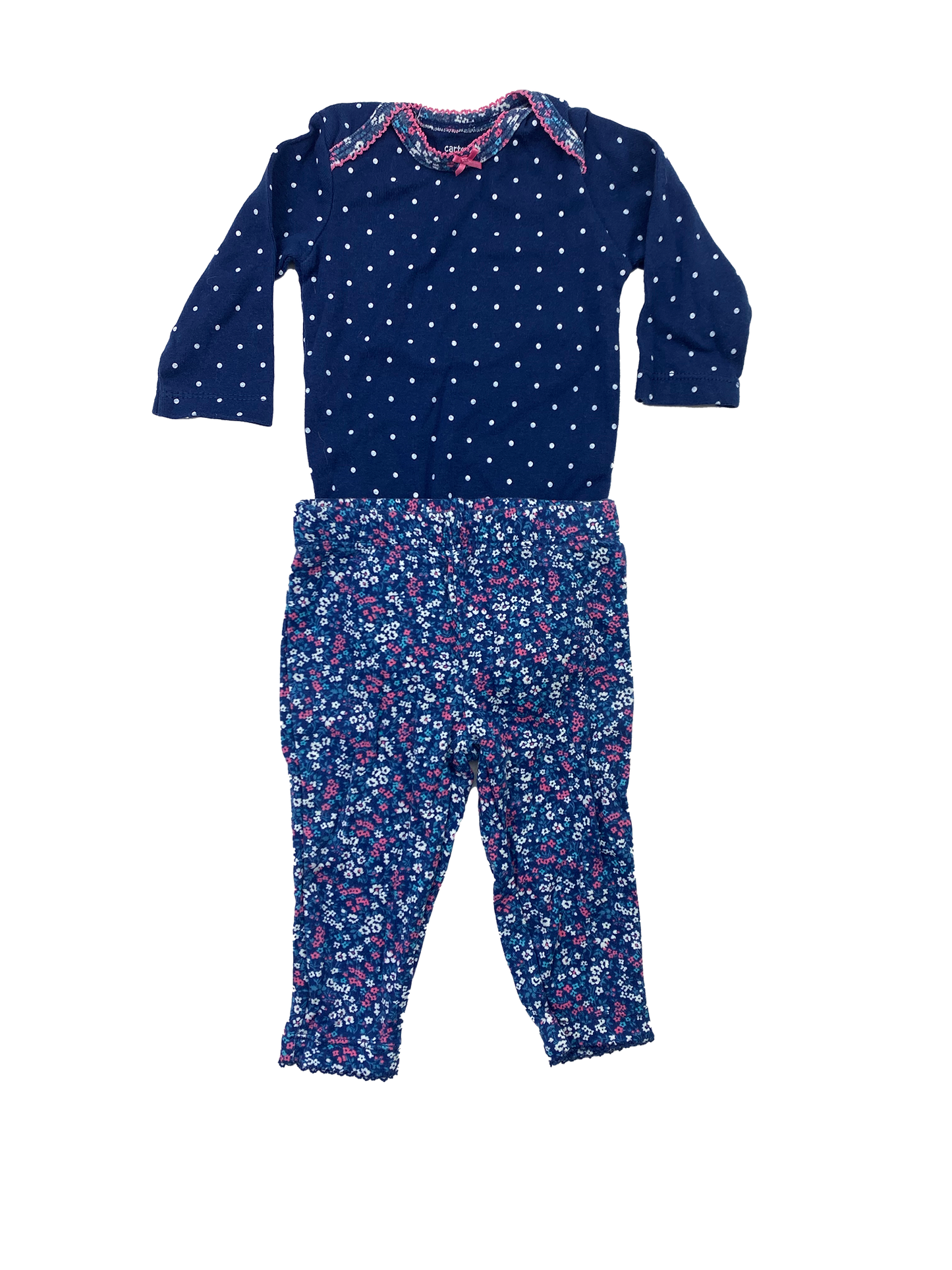 Carter's Navy 2-Piece Set Long Sleeve Onesie & Floral Leggings 3M
