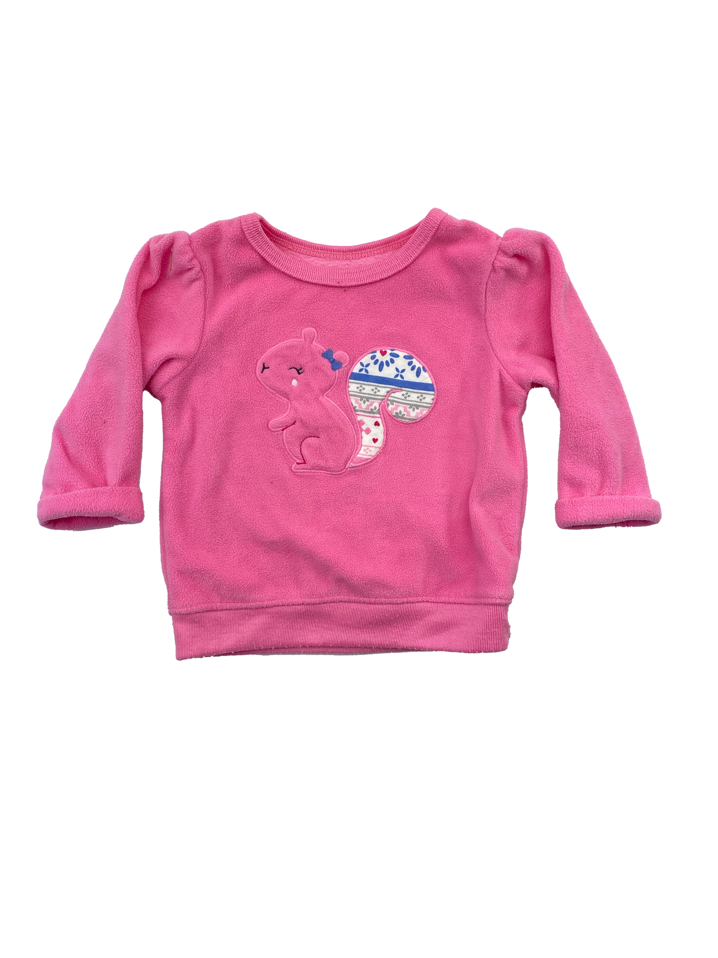 Child of Mine Pink Fleece Pull-Over Sweater with Squirrel 0-3M