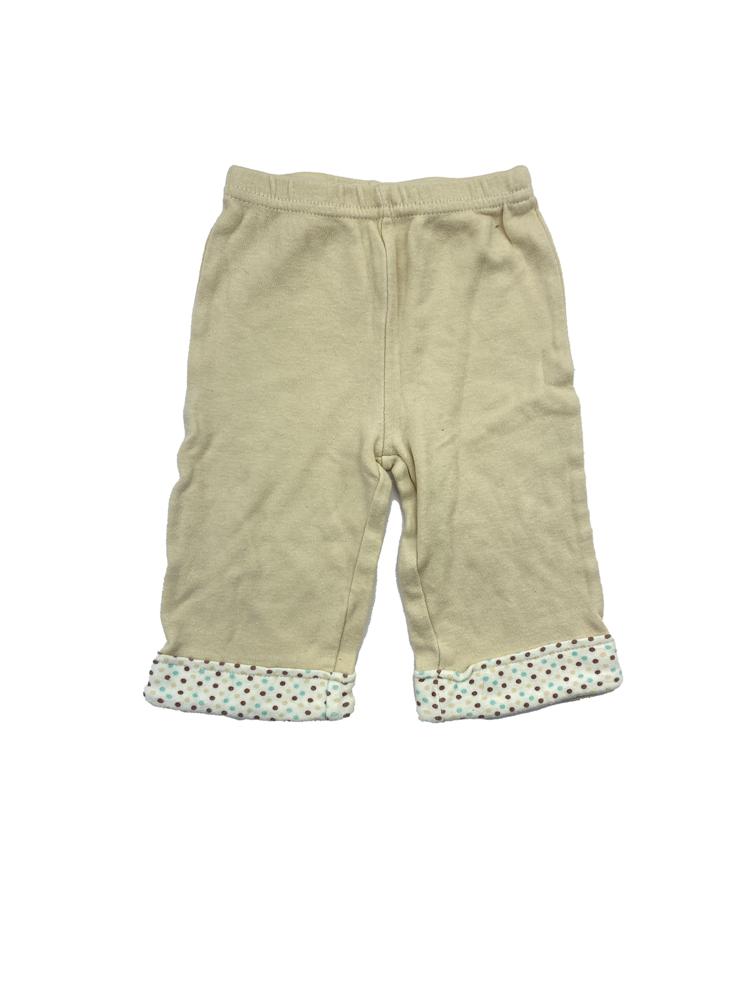 Kyle & Deena Beige Pull Up Pants with Colour Hem 3-6M