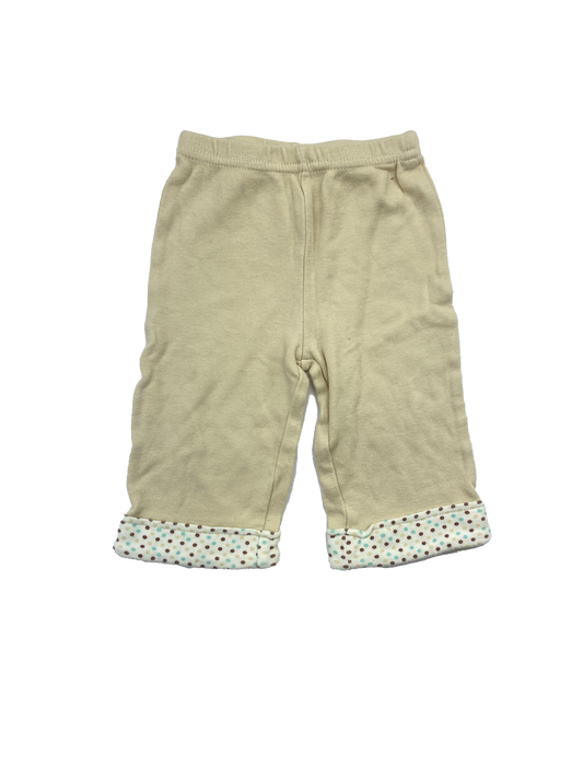 Kyle & Deena Beige Pull Up Pants with Colour Hem 3-6M
